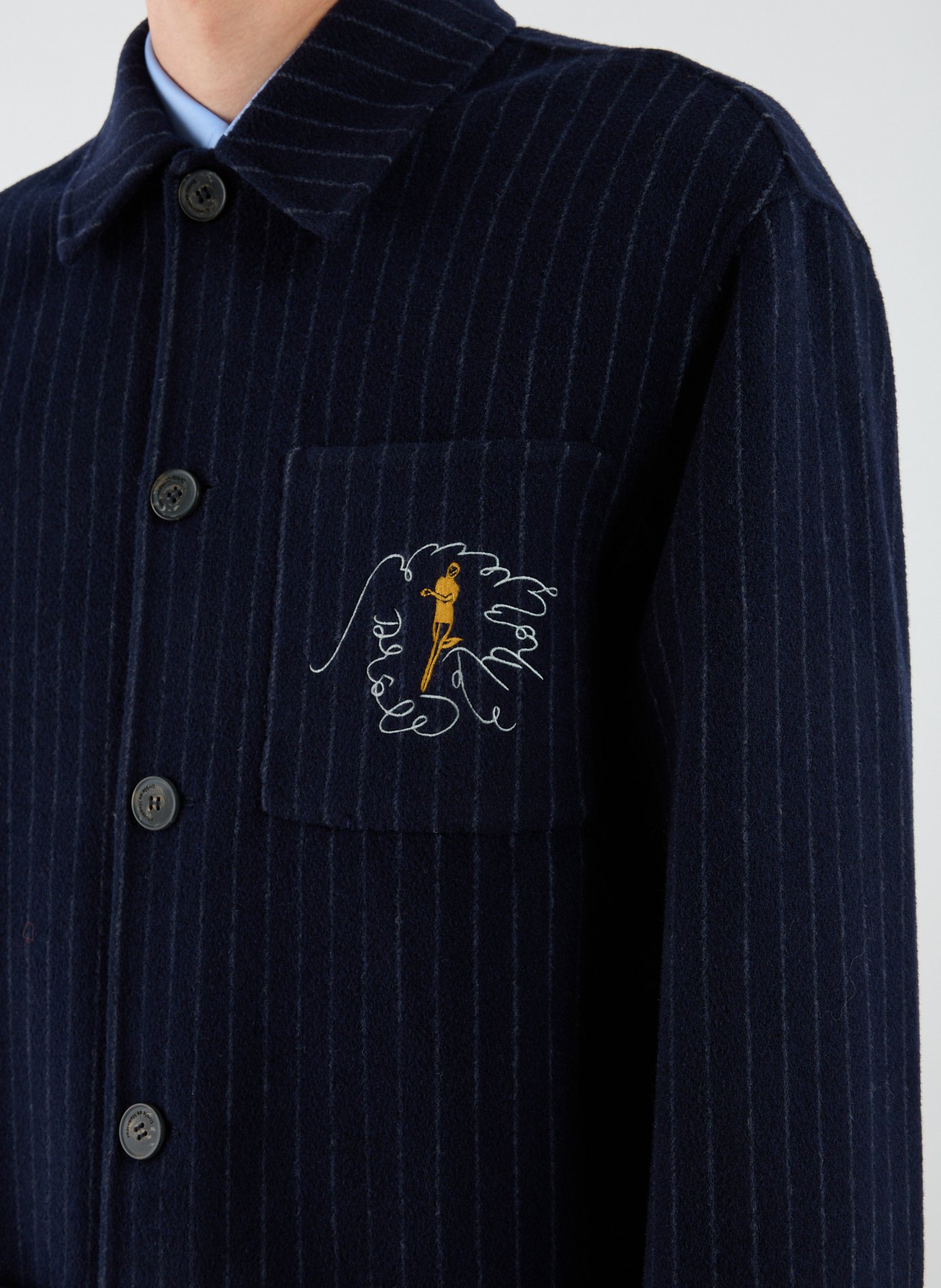 Jacket with classic collar in wool blend DROLE DE MONSIEUR Blue