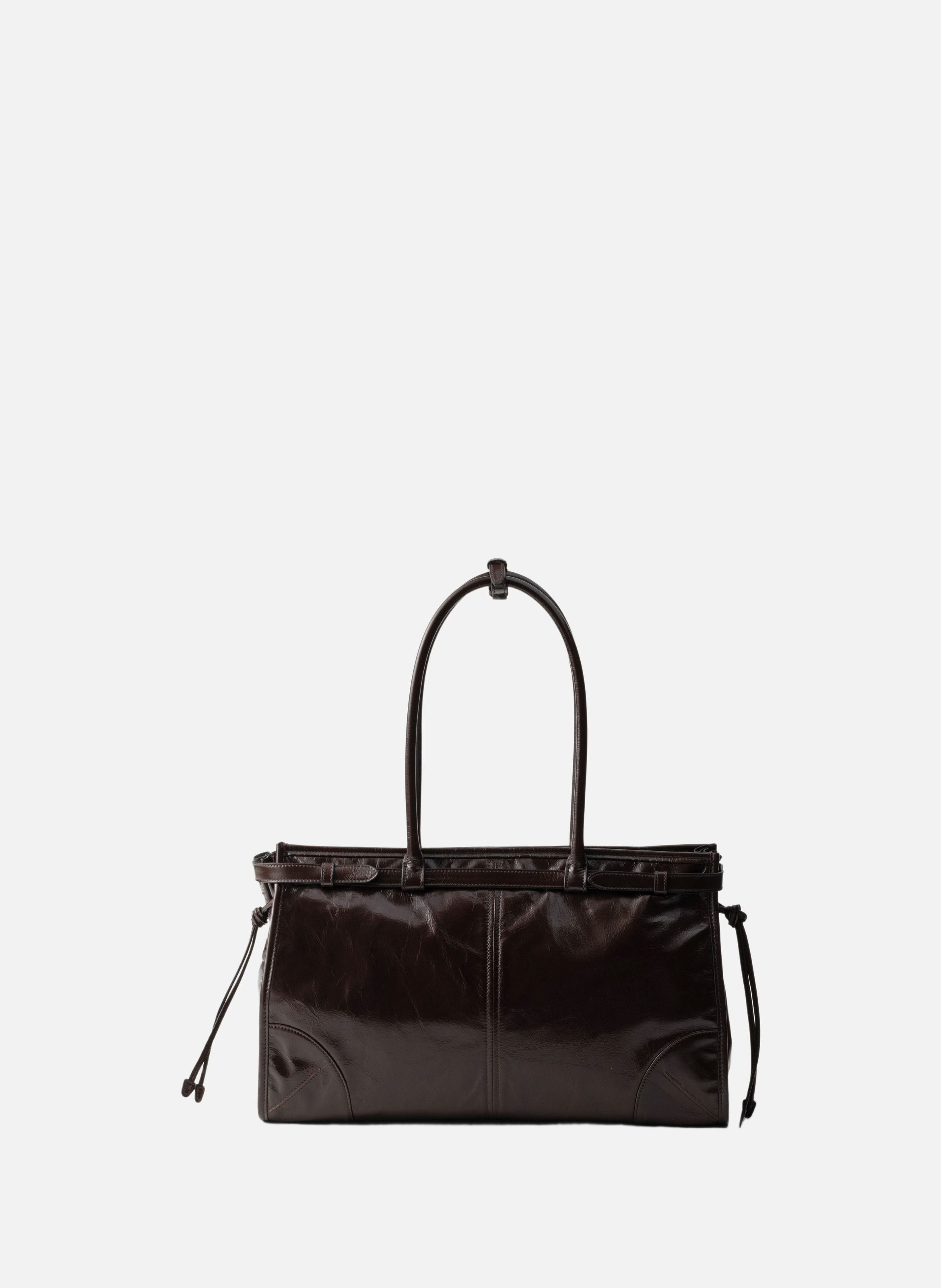 Grand sac à main prada bonnie en cuir PRADA Marron