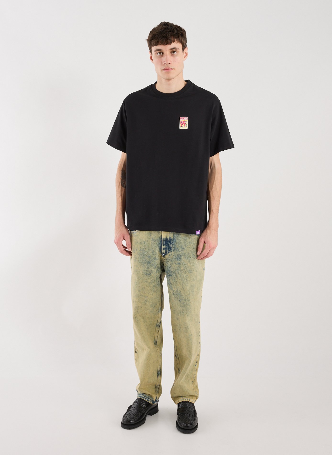 T-Shirt droit imprimé en coton JACKER. Noir