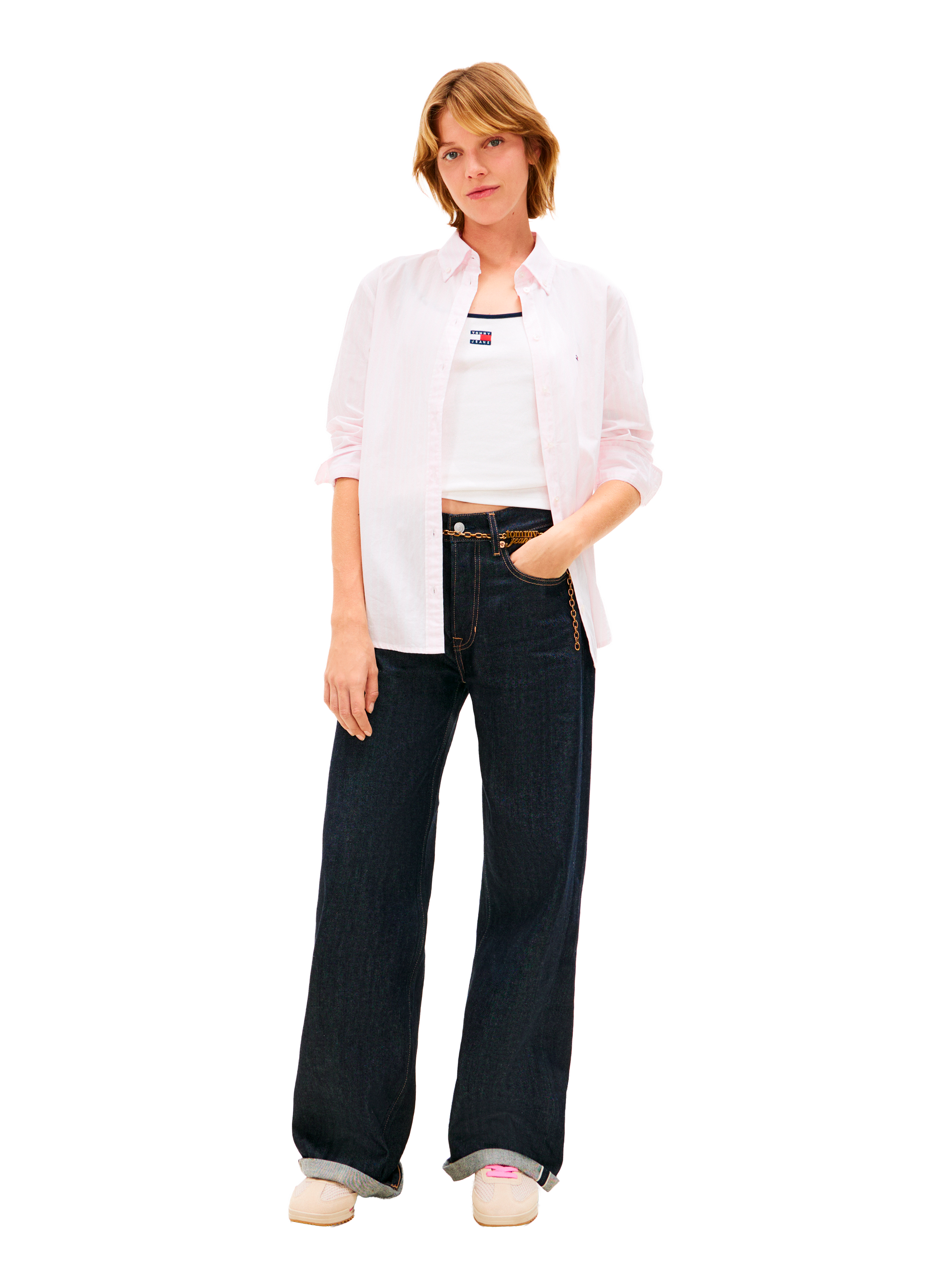 Straight striped cotton shirt TOMMY HILFIGER Pink