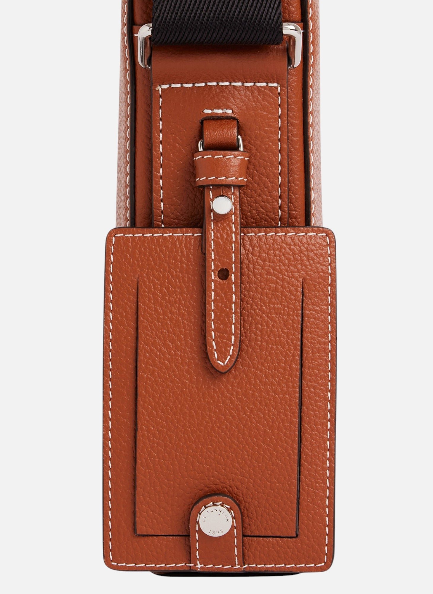 Petite sacoche zippée emile en cuir grainé LE TANNEUR Marron