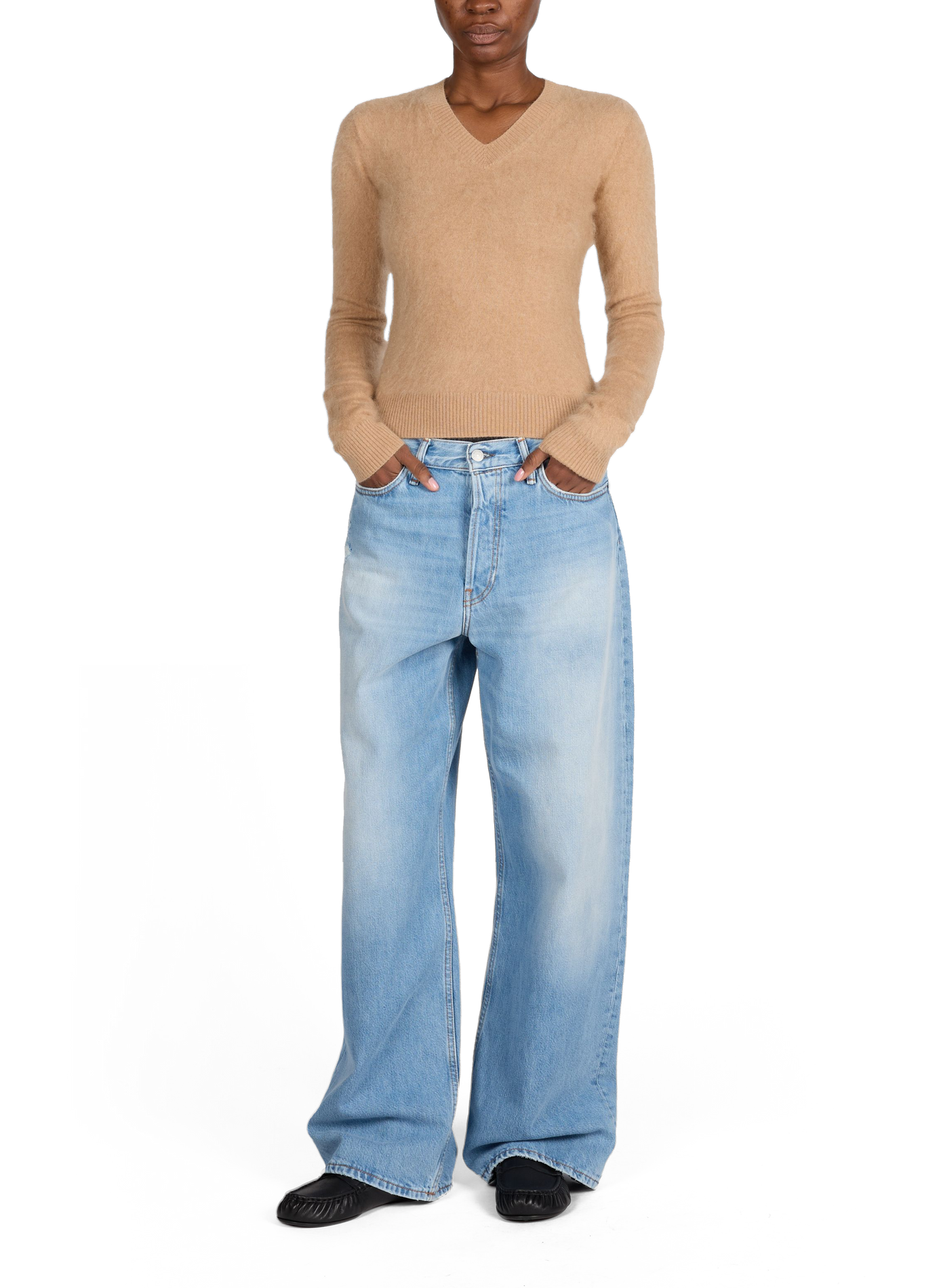 Wide-leg five-pocket cotton jeans ACNE STUDIOS Blue