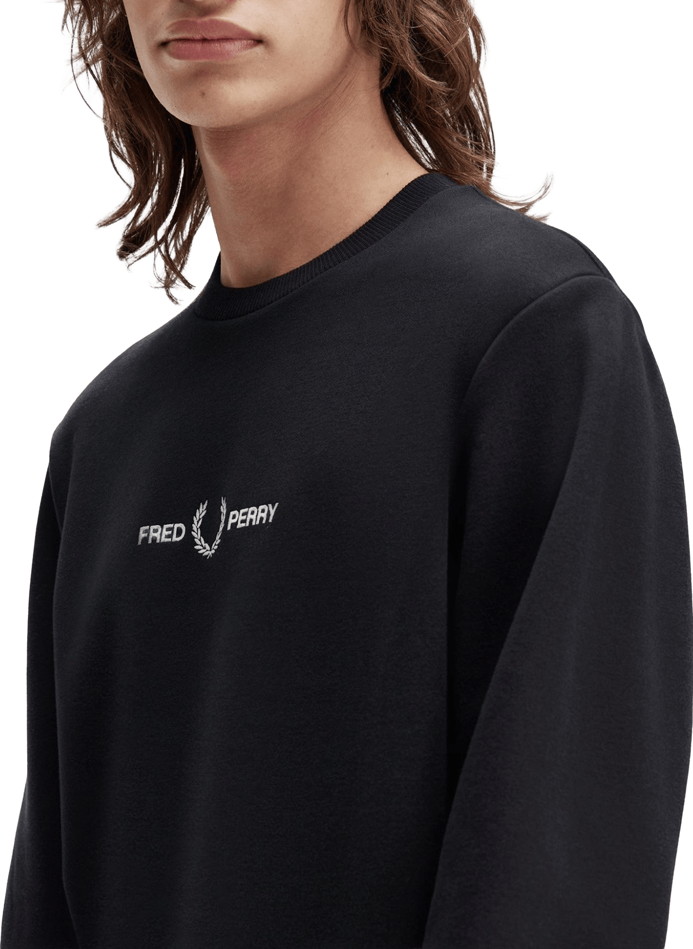 Sweatshirt with round neck embroidery logo FRED PERRY Black