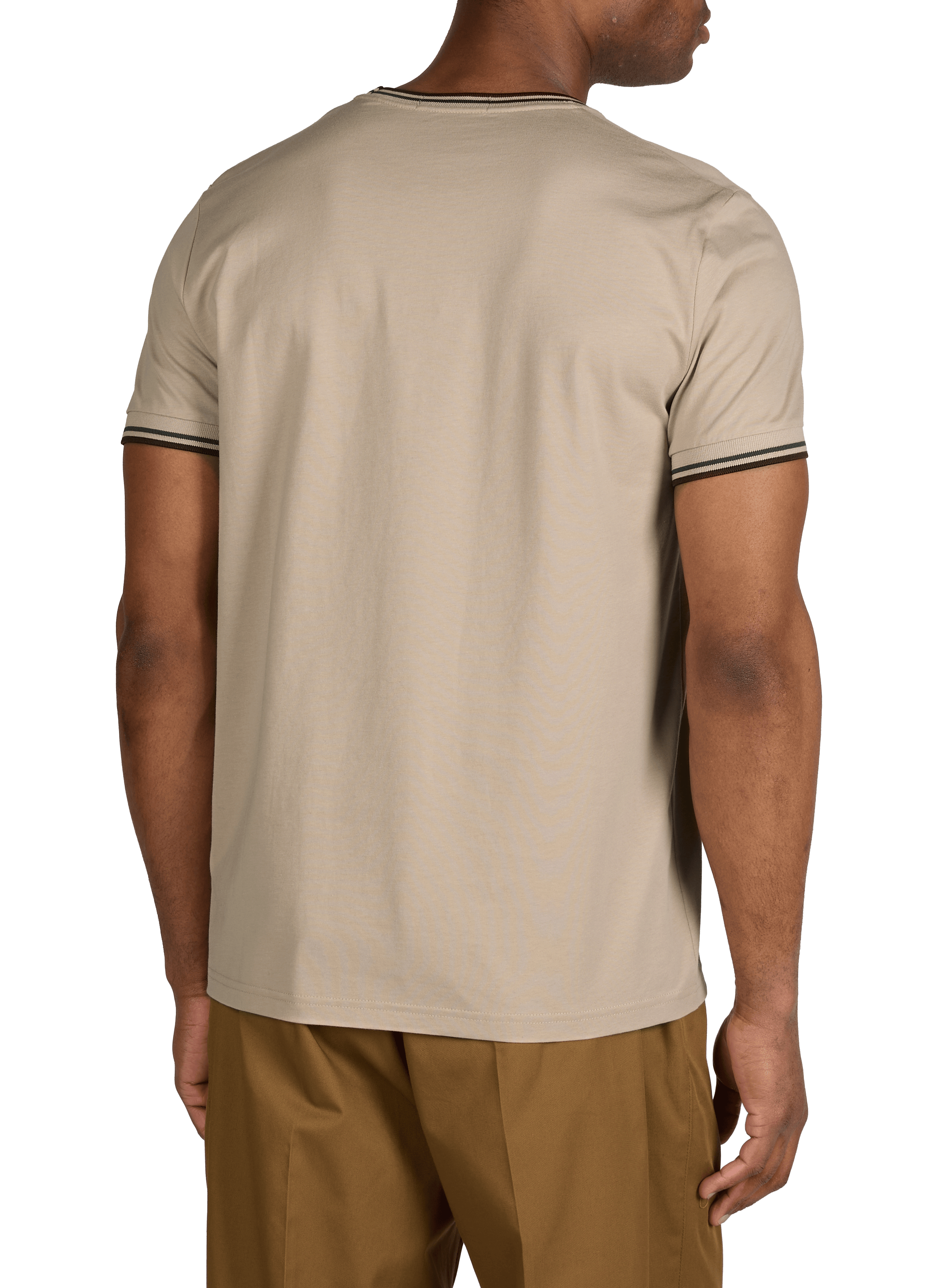 T-shirt uni à col rond en coton FRED PERRY Beige
