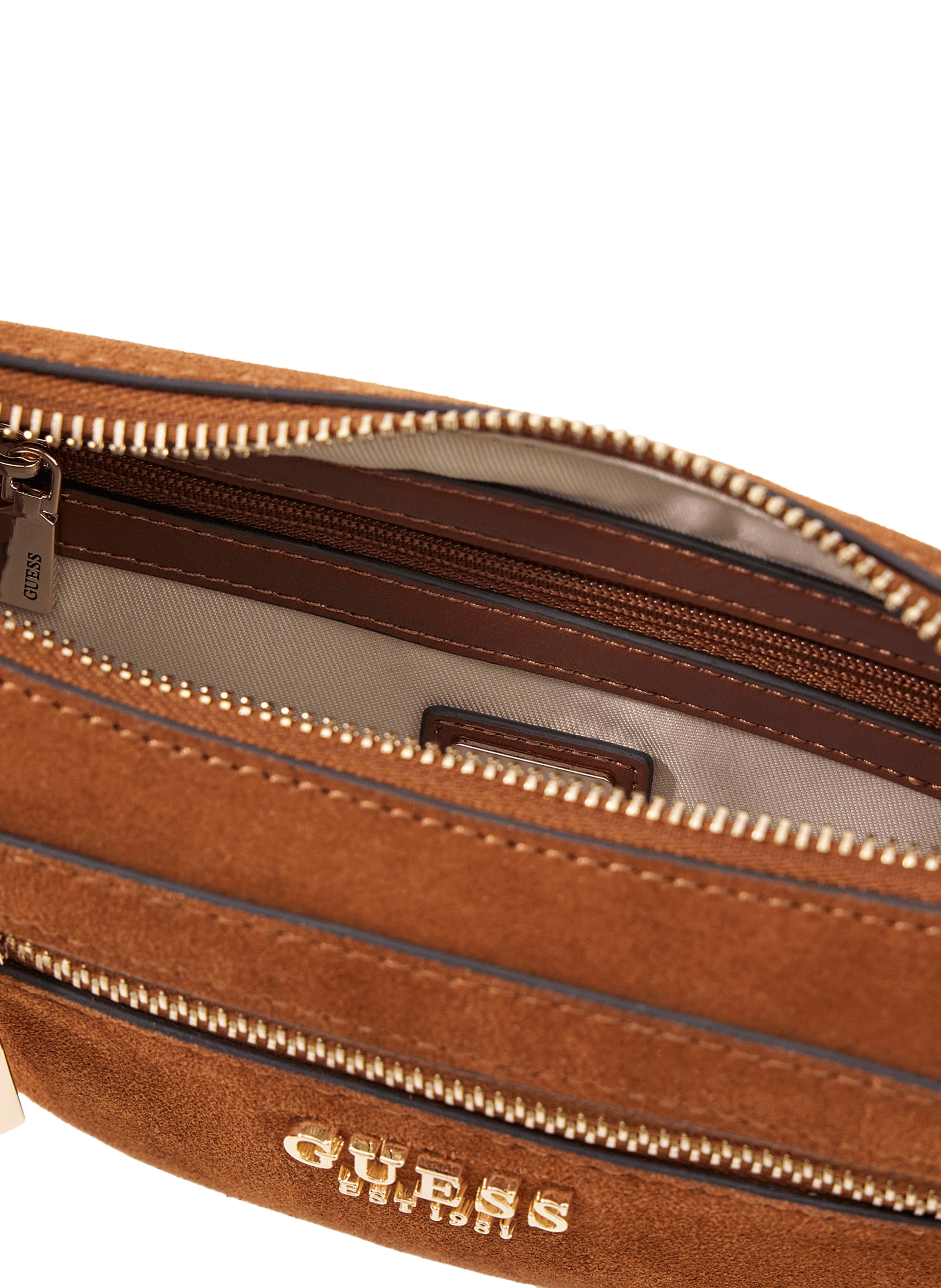 Marsha cowhide leather mini crossbody bag GUESS Brown