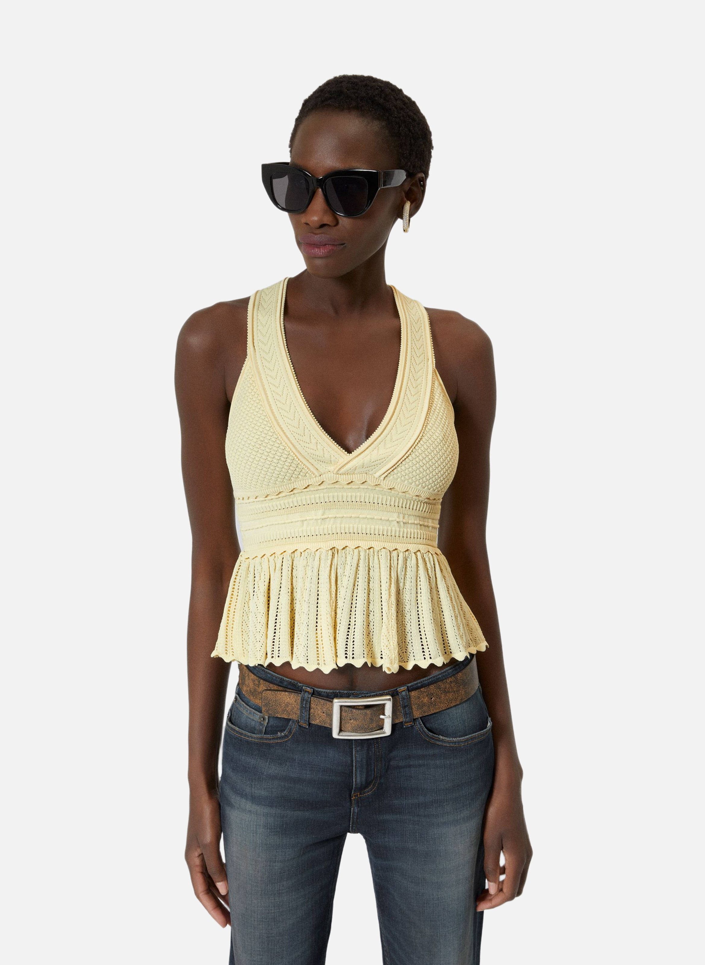 Top en maille ajourée THE KOOPLES Jaune
