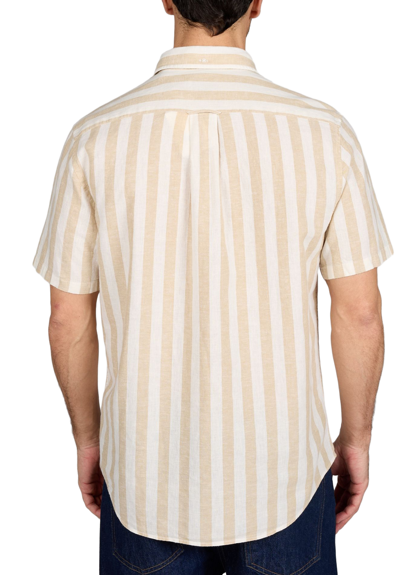 Camisa recta a rayas de lino mezclado GANT Beige