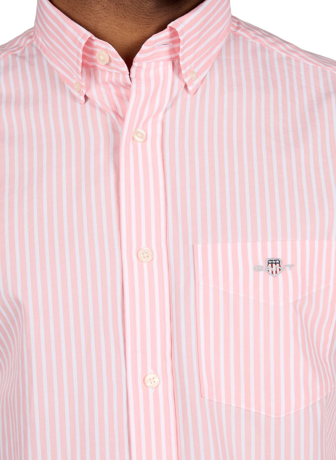 Chemise col américain à rayures en coton GANT Rose
