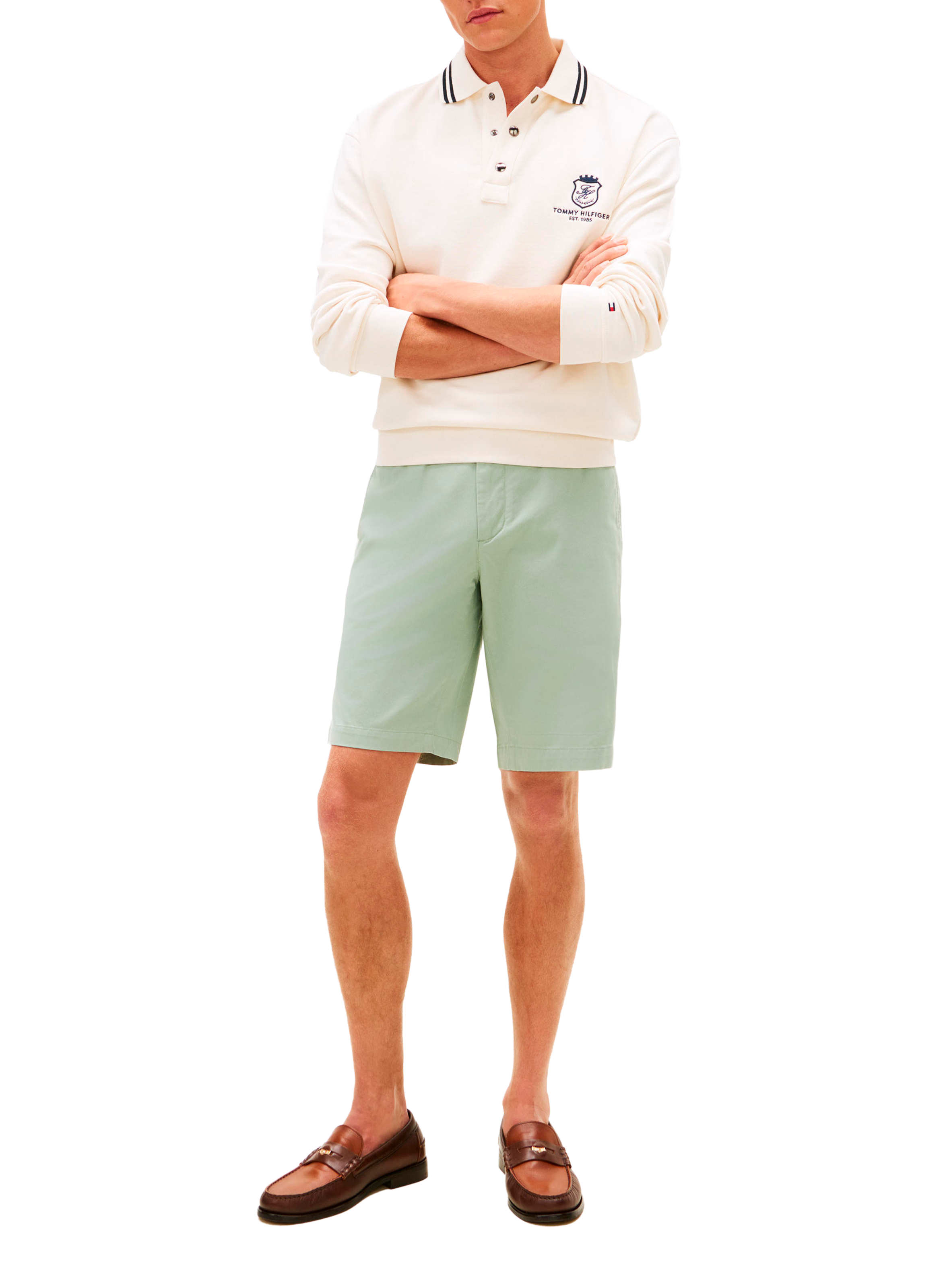 Bermuda chino à logo en coton mélangé TOMMY HILFIGER Vert