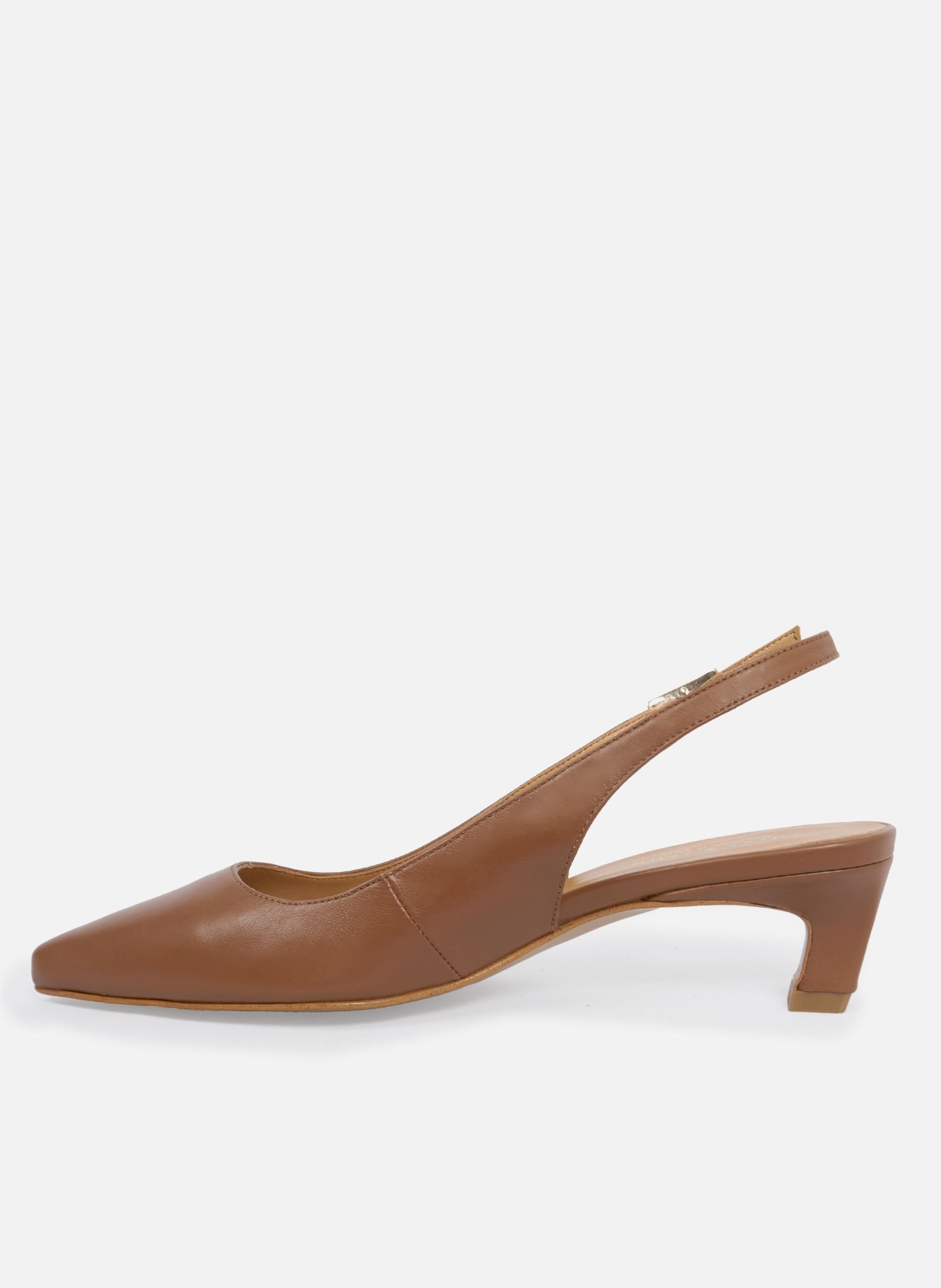 Escarpins slingback albane petit talon cuir lisse JULES & JENN Marron
