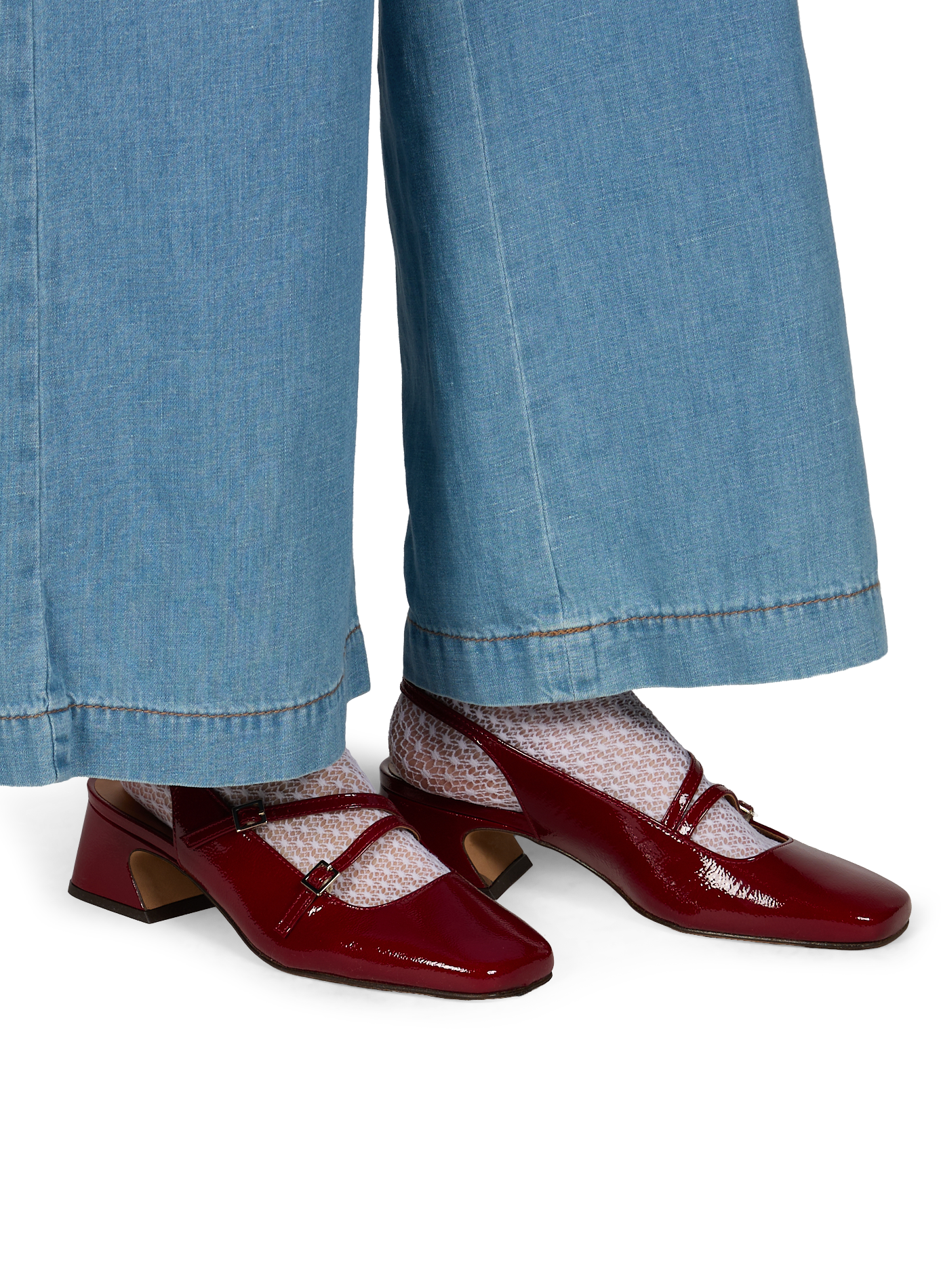 Babies slingback with leather straps and heels BOBBIES Red