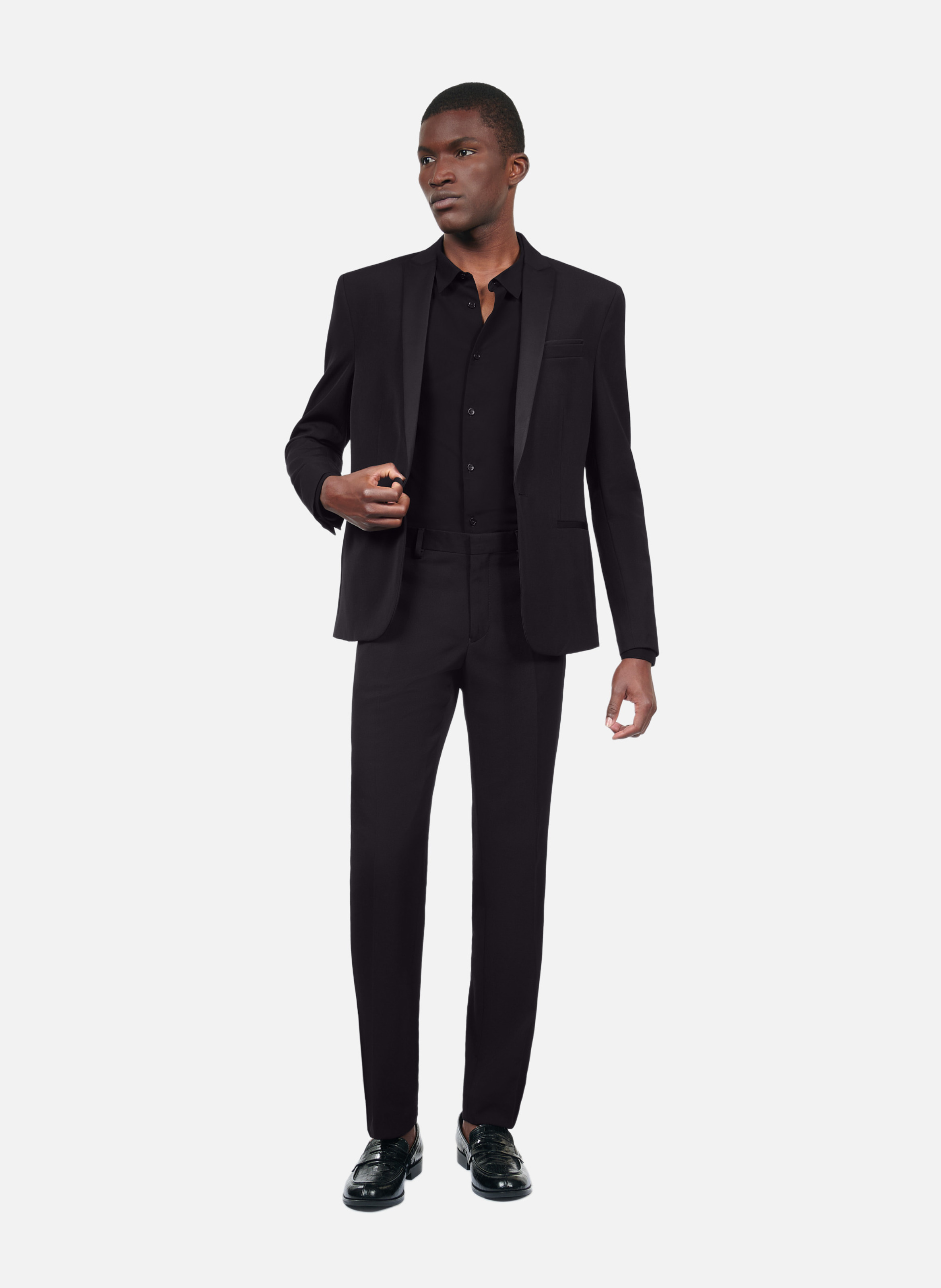 Veste de smoking avec détails en satin coupe ajustée Noir