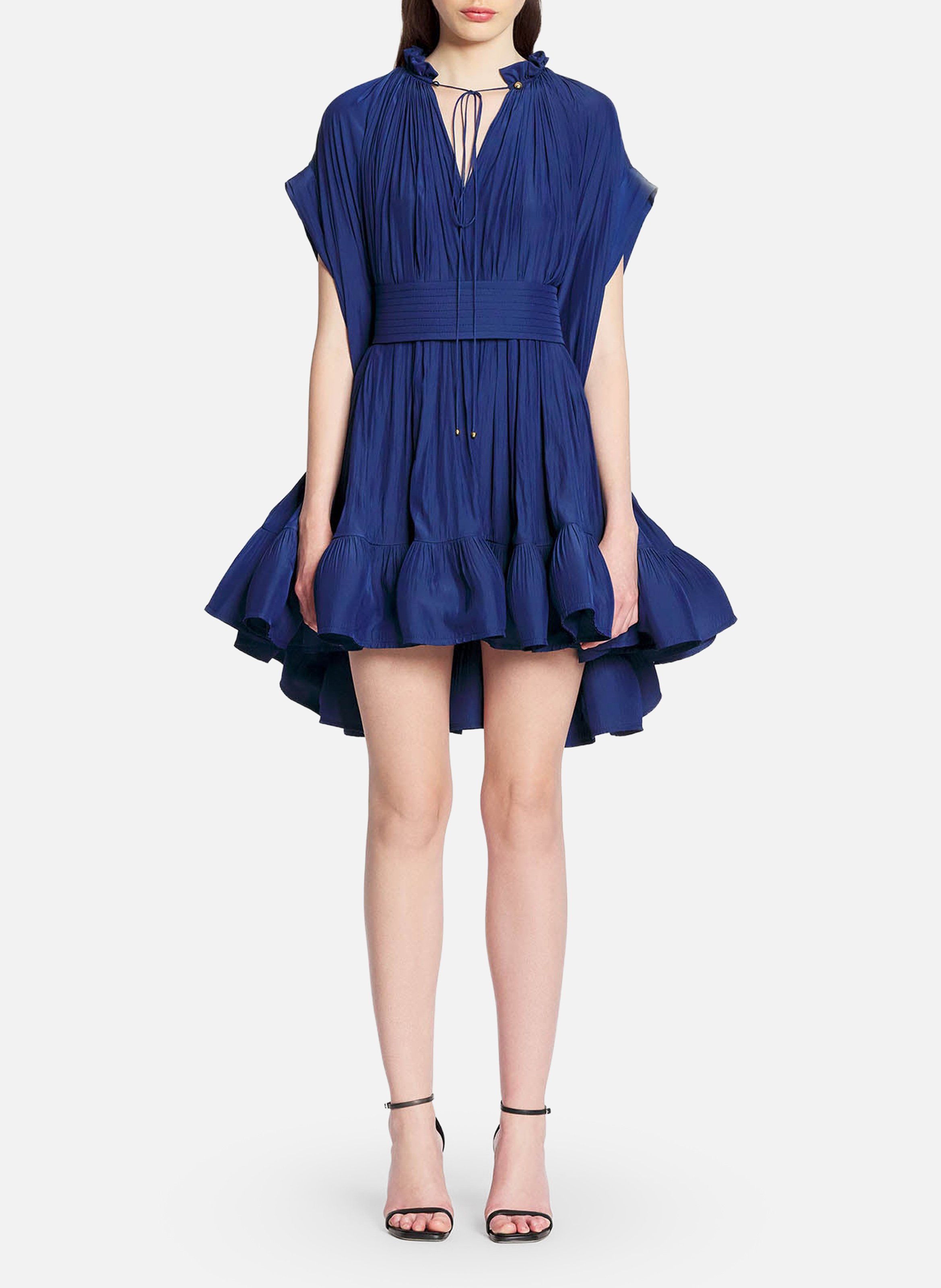 Robe courte en charmeuse LANVIN Bleu