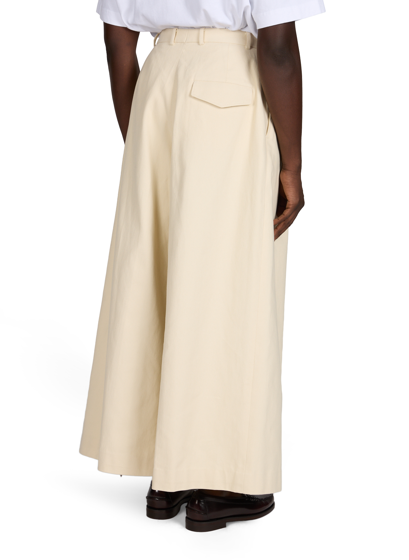 Pantalon large à plis en coton  RENÈ Blanc