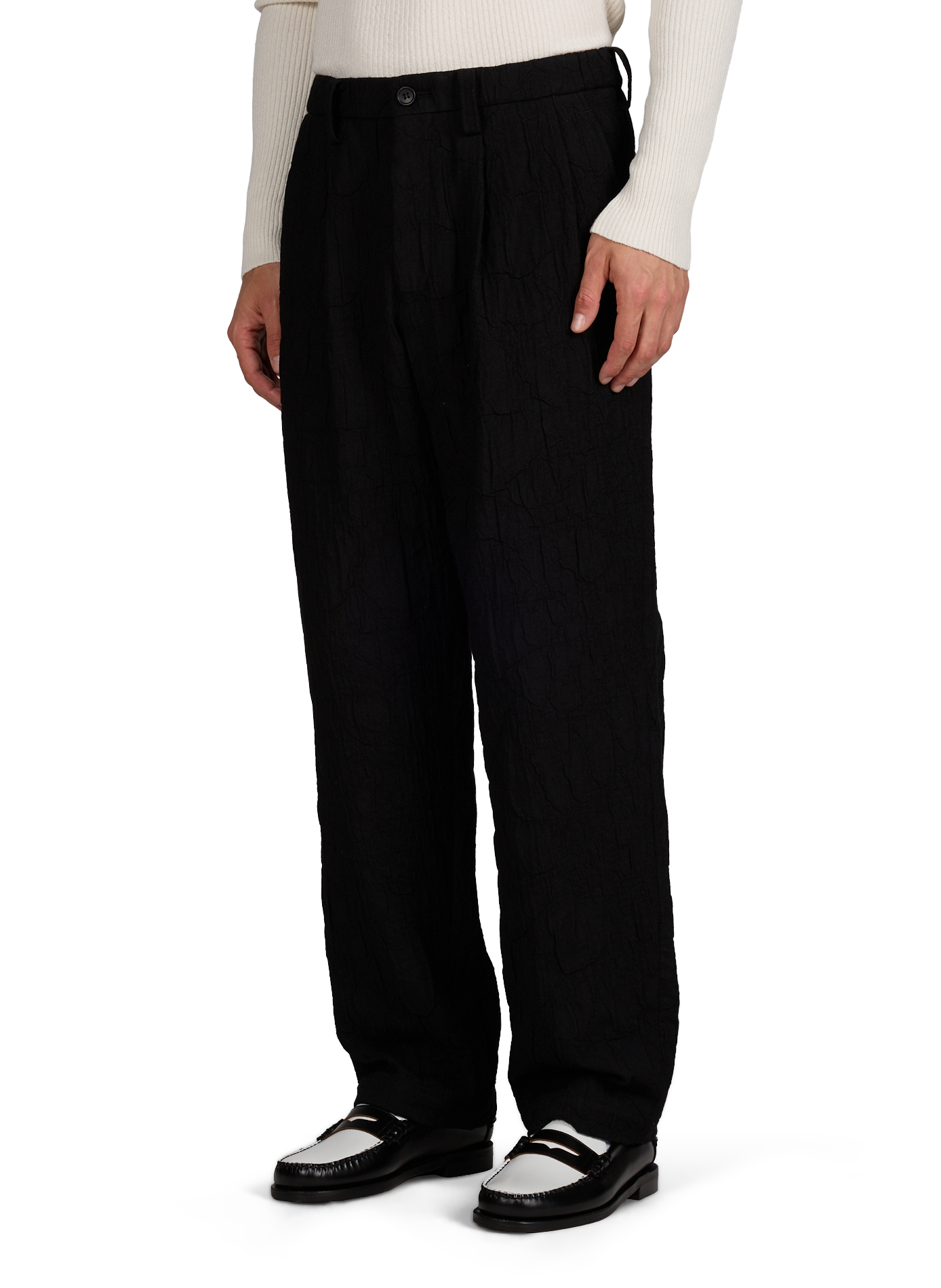 Pantalon texturé froissé en coton mélangé  ISSEY MIYAKE Noir