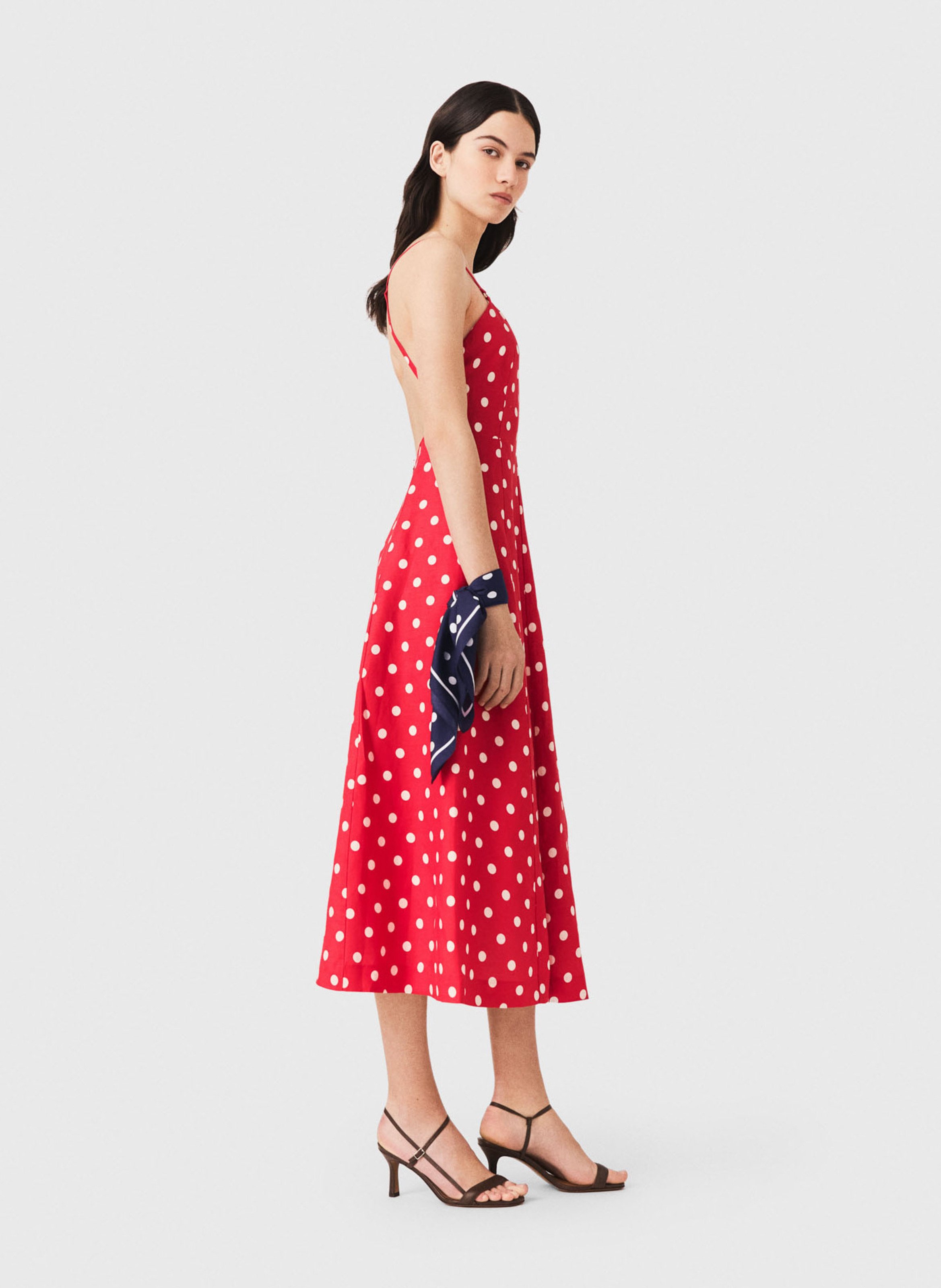 Robe longue à pois MAJE Rouge