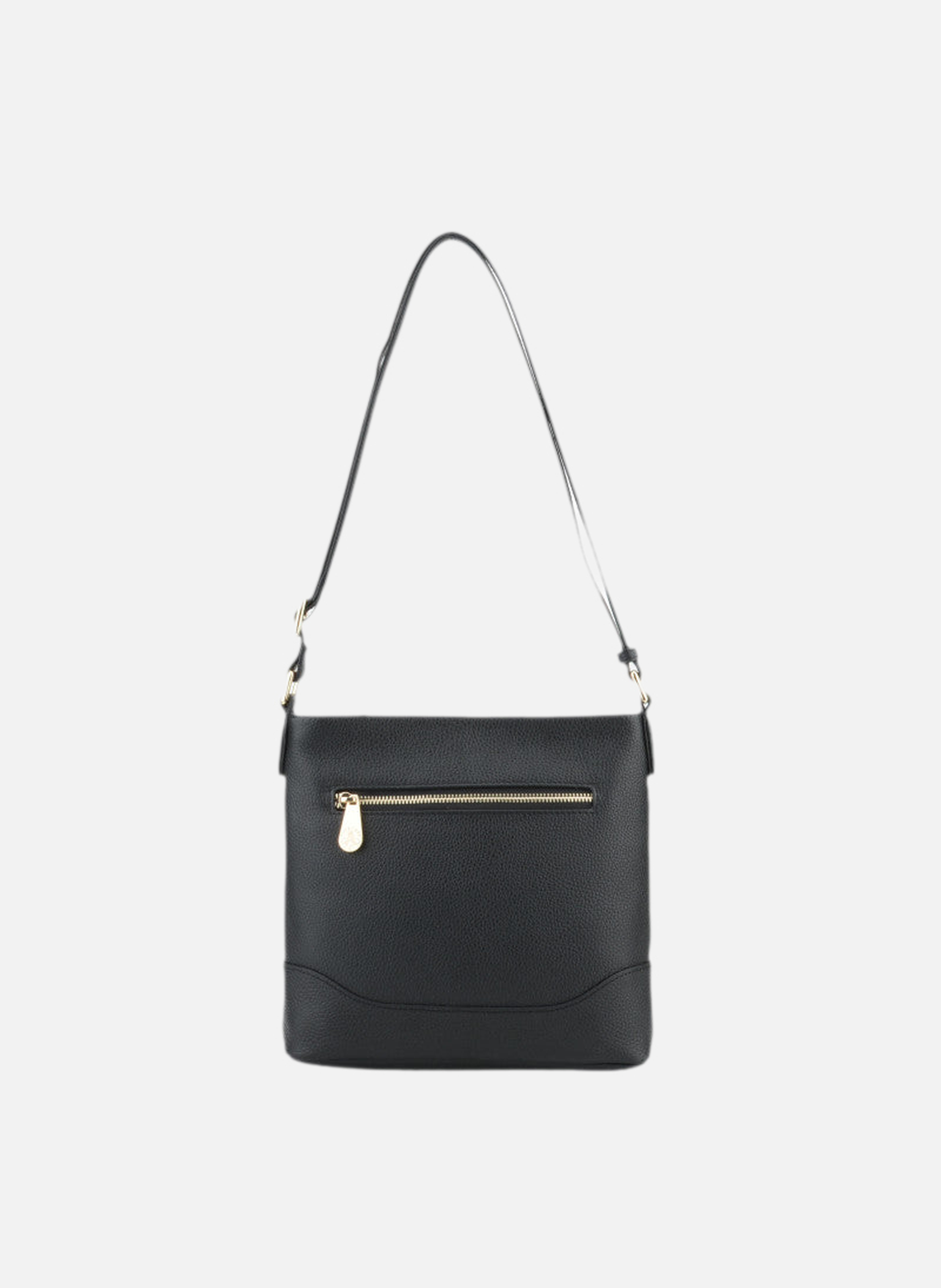 110 magnet | sac porté croisé en cuir de veau grainé POURCHET Noir