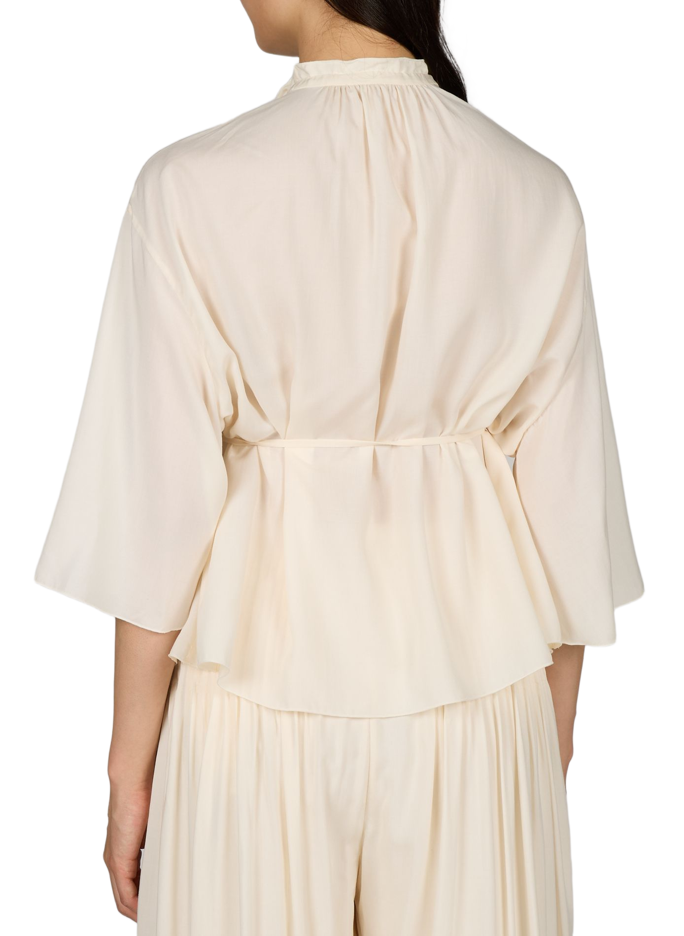 Weites Blusenhemd aus Seidenmischung LAMRONS Beige