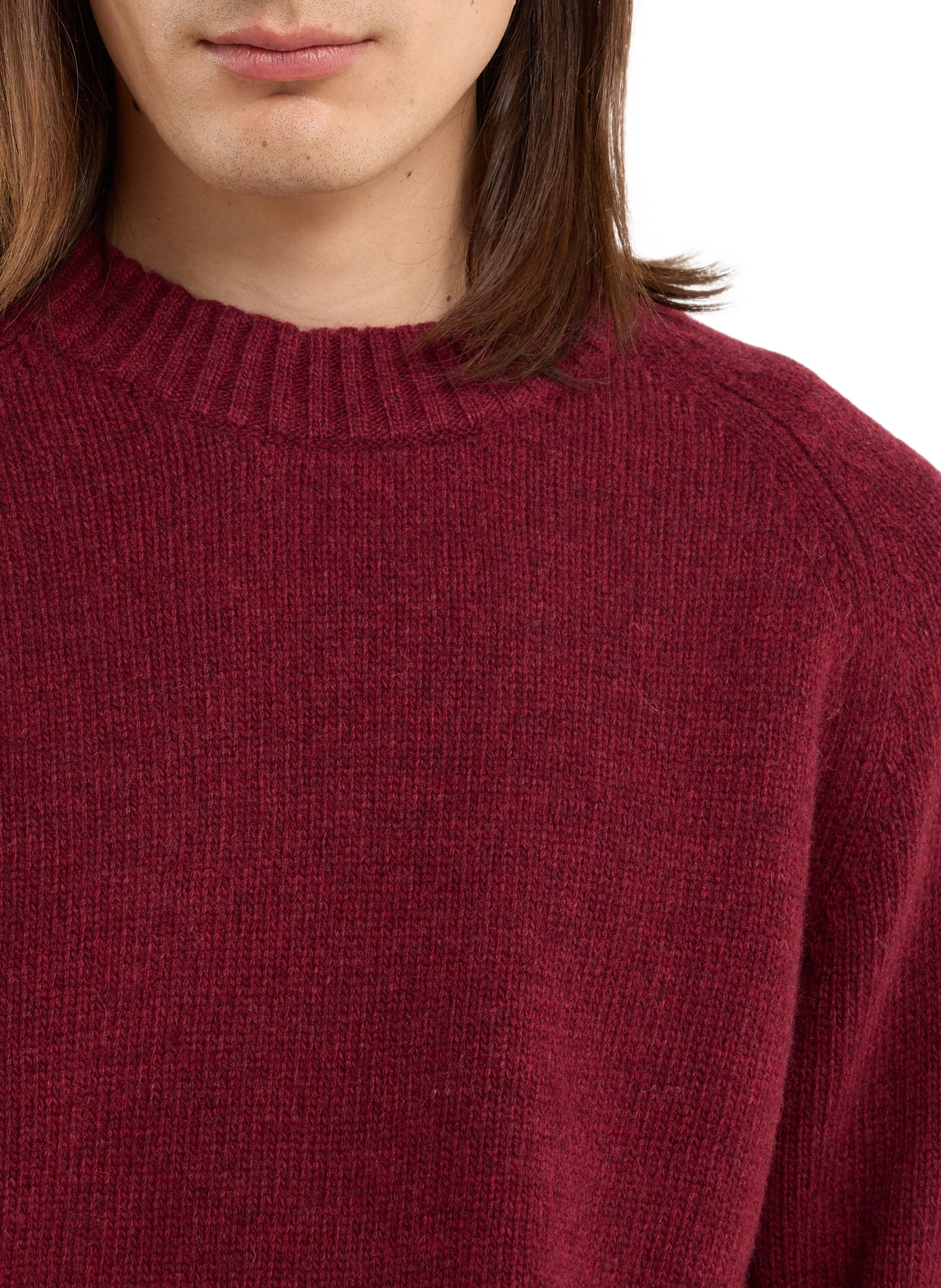 Round neck wool straight sweater SAISON 1865 Red
