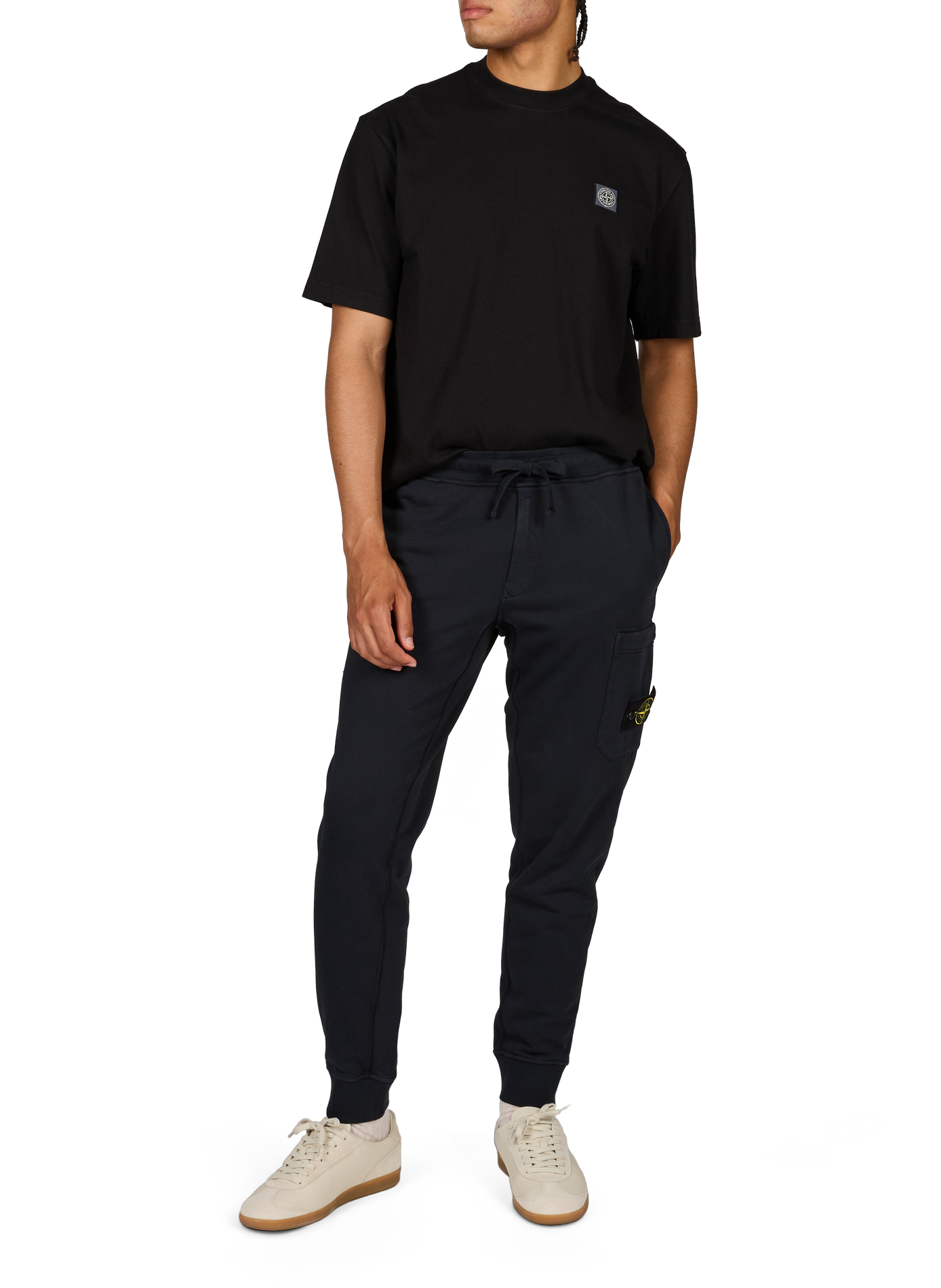 T-shirt met ronde hals en recht model van katoen STONE ISLAND Zwart