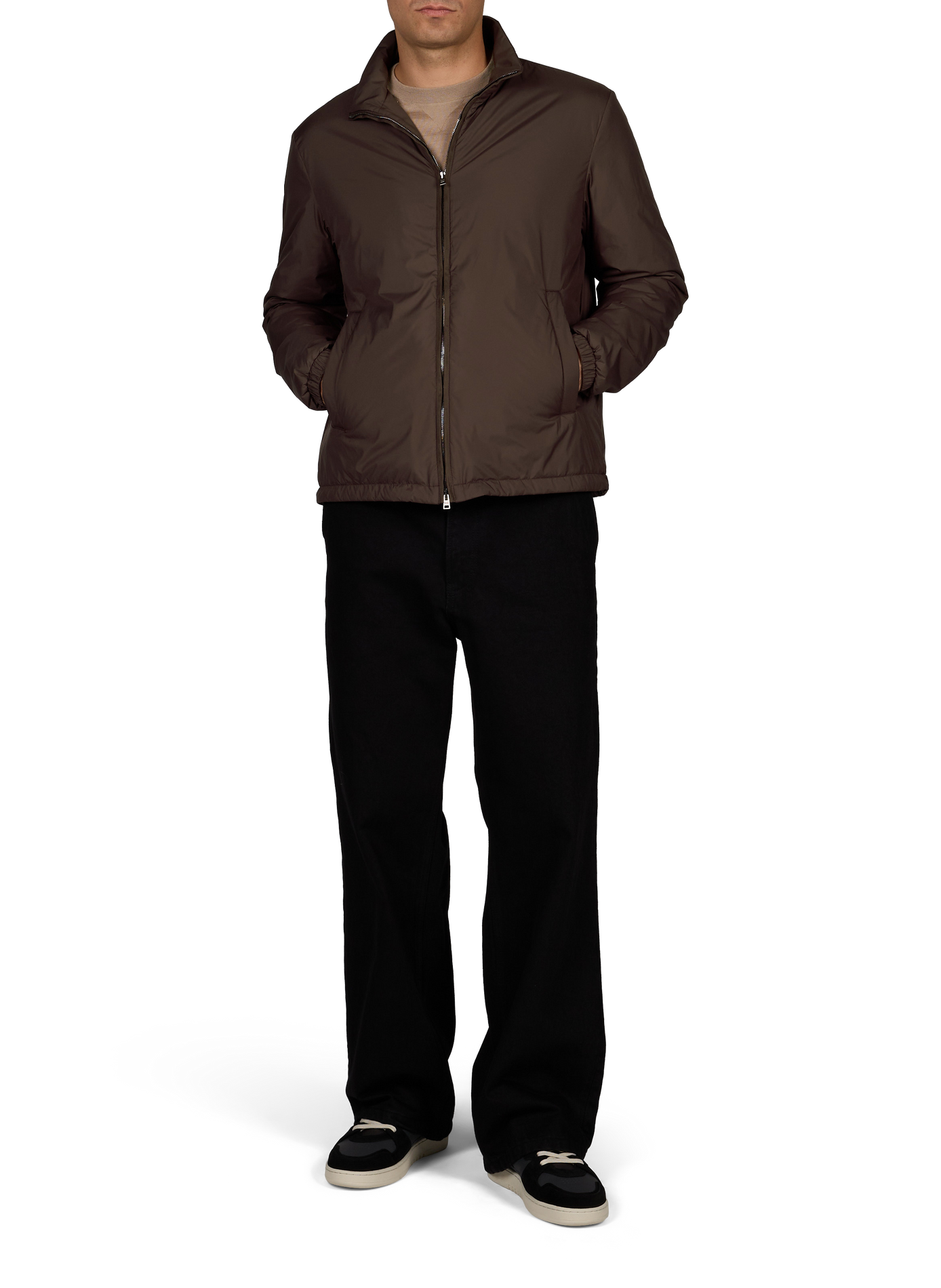 Jacket with high collar and adjustable hem HERNO Brown