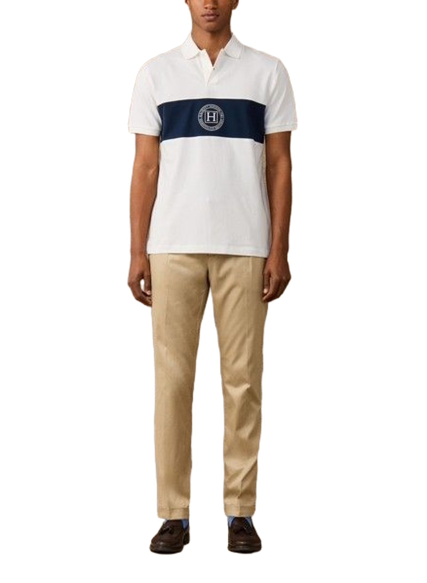 Polo droit à logo en coton HACKETT Blanc