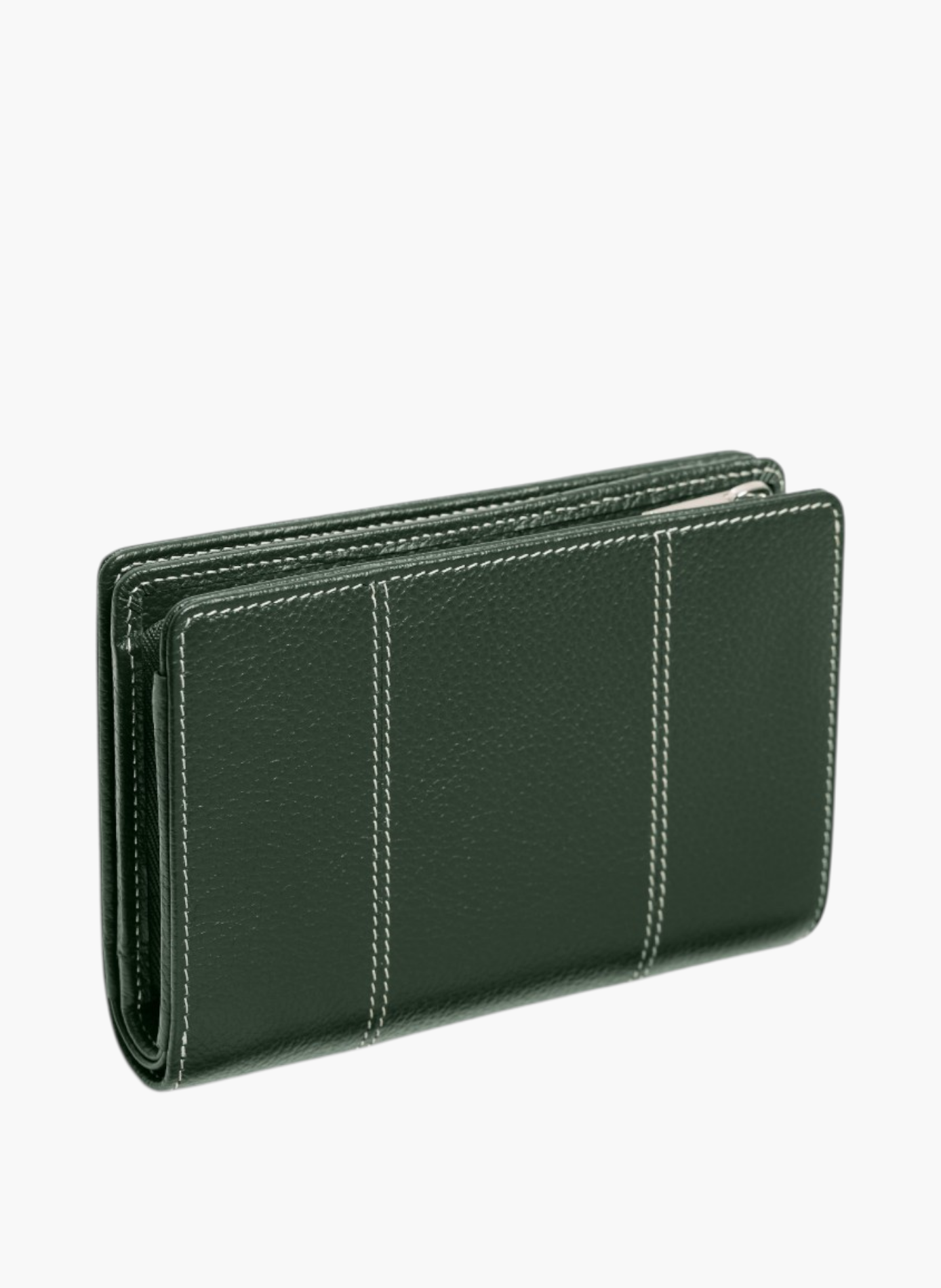 Portefeuille moyen modèle marguerite en cuir grainé LE TANNEUR Vert