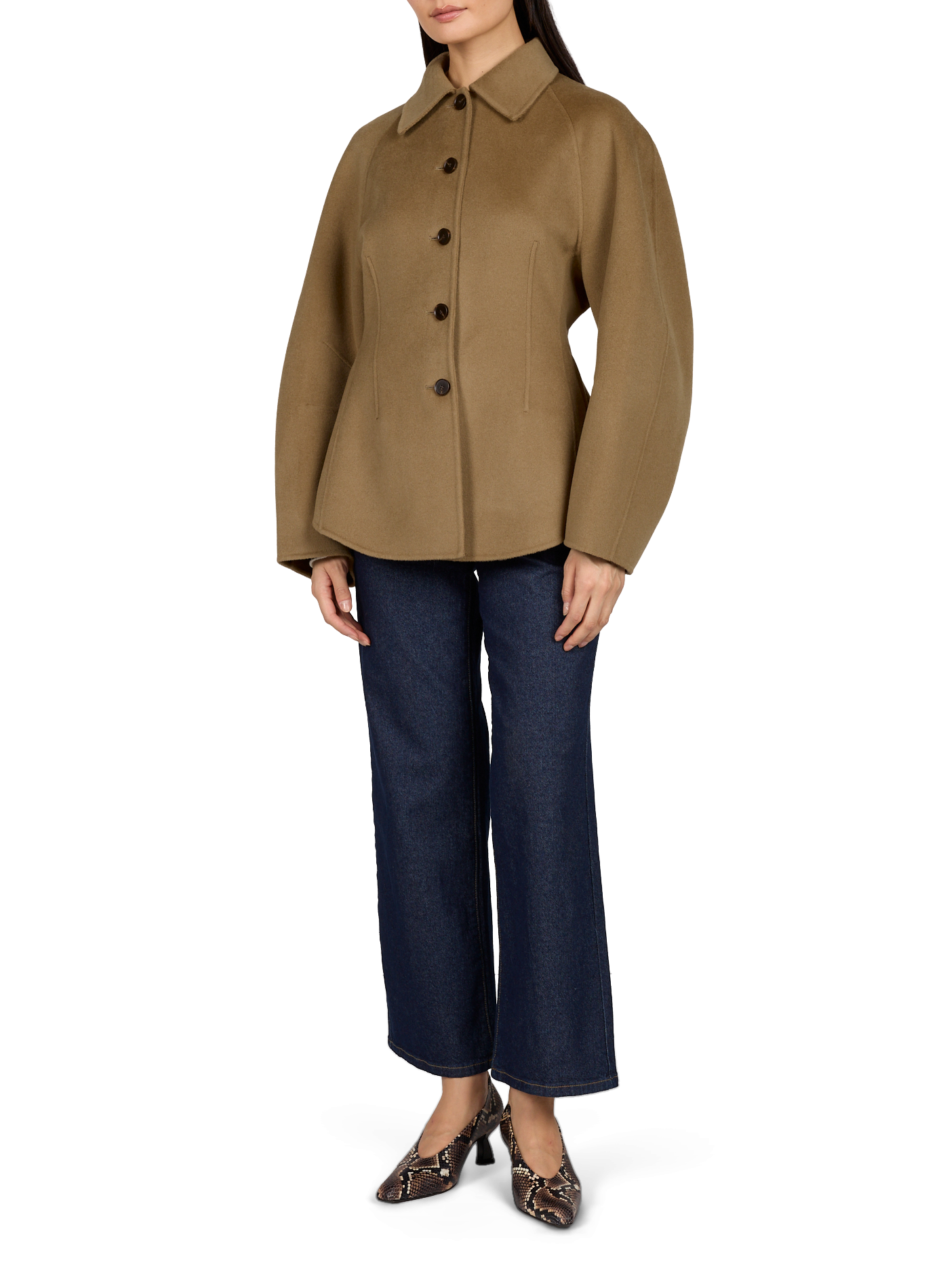 Veste sculpturale double face en laine et cachemire ROHE FRAMES Marron