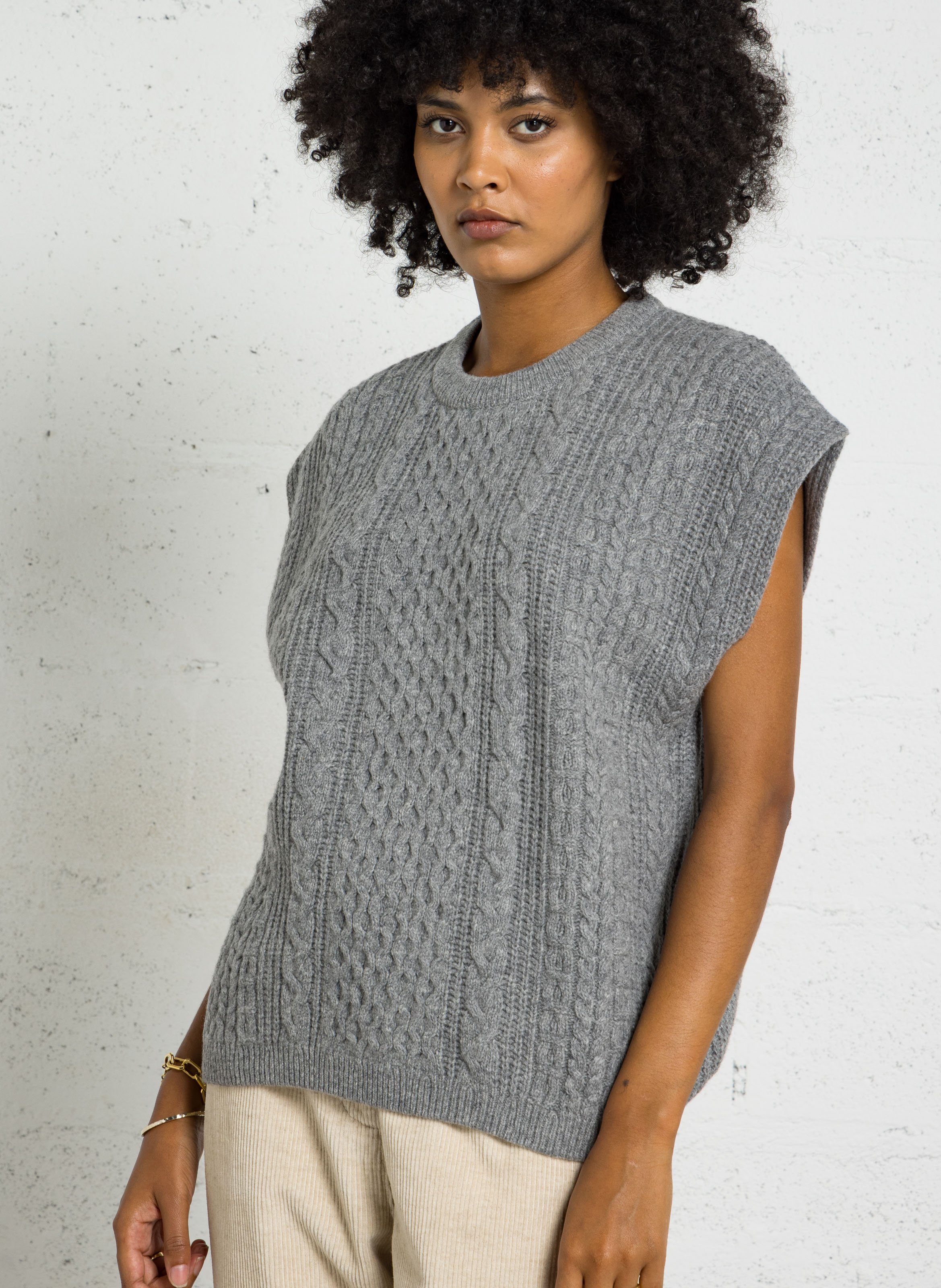 Pull ample col rond en laine mélangée ARMOR-LUX Gris