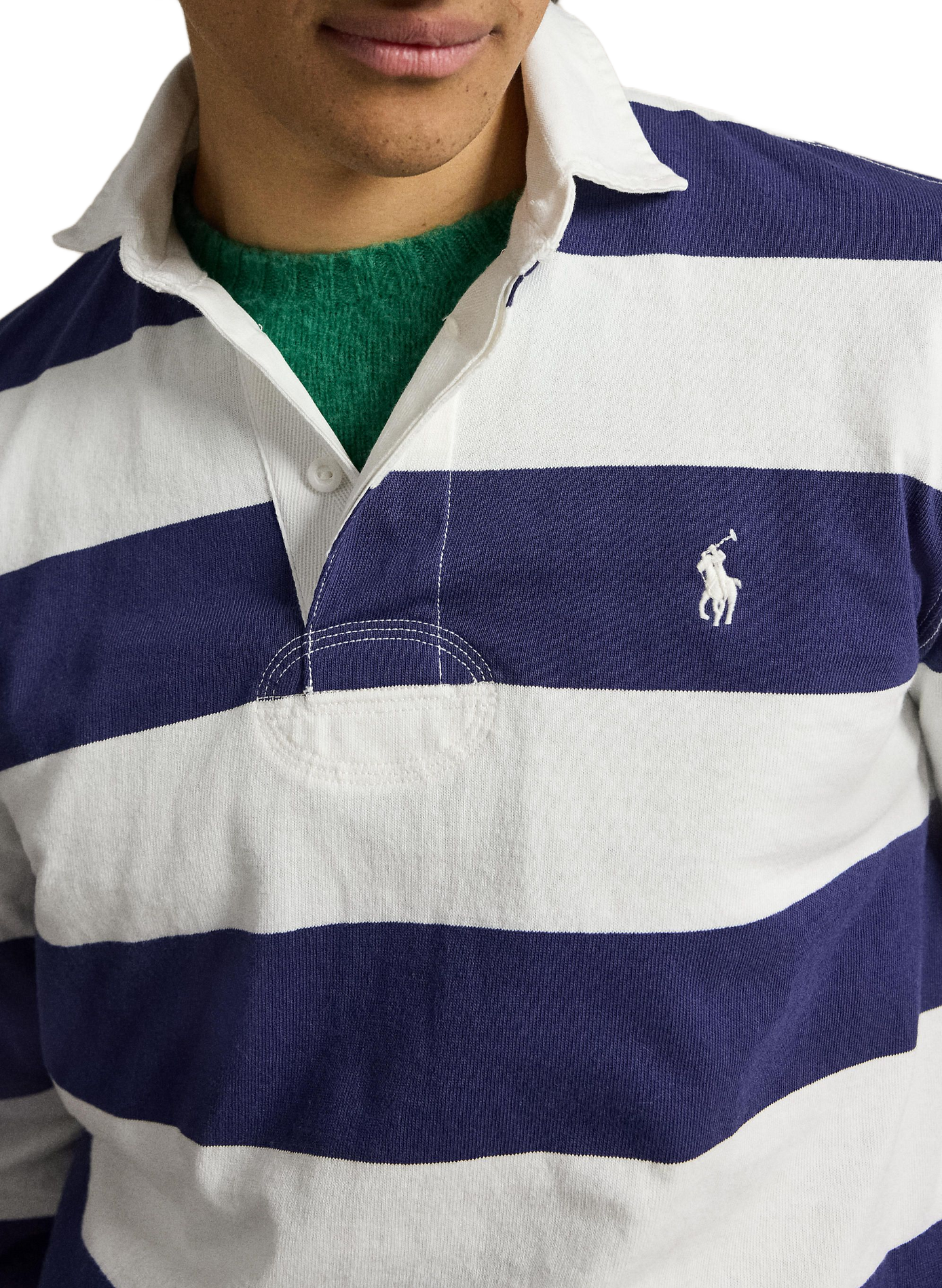 Polo rayé manches longues en coton | Beige POLO RALPH LAUREN Homme