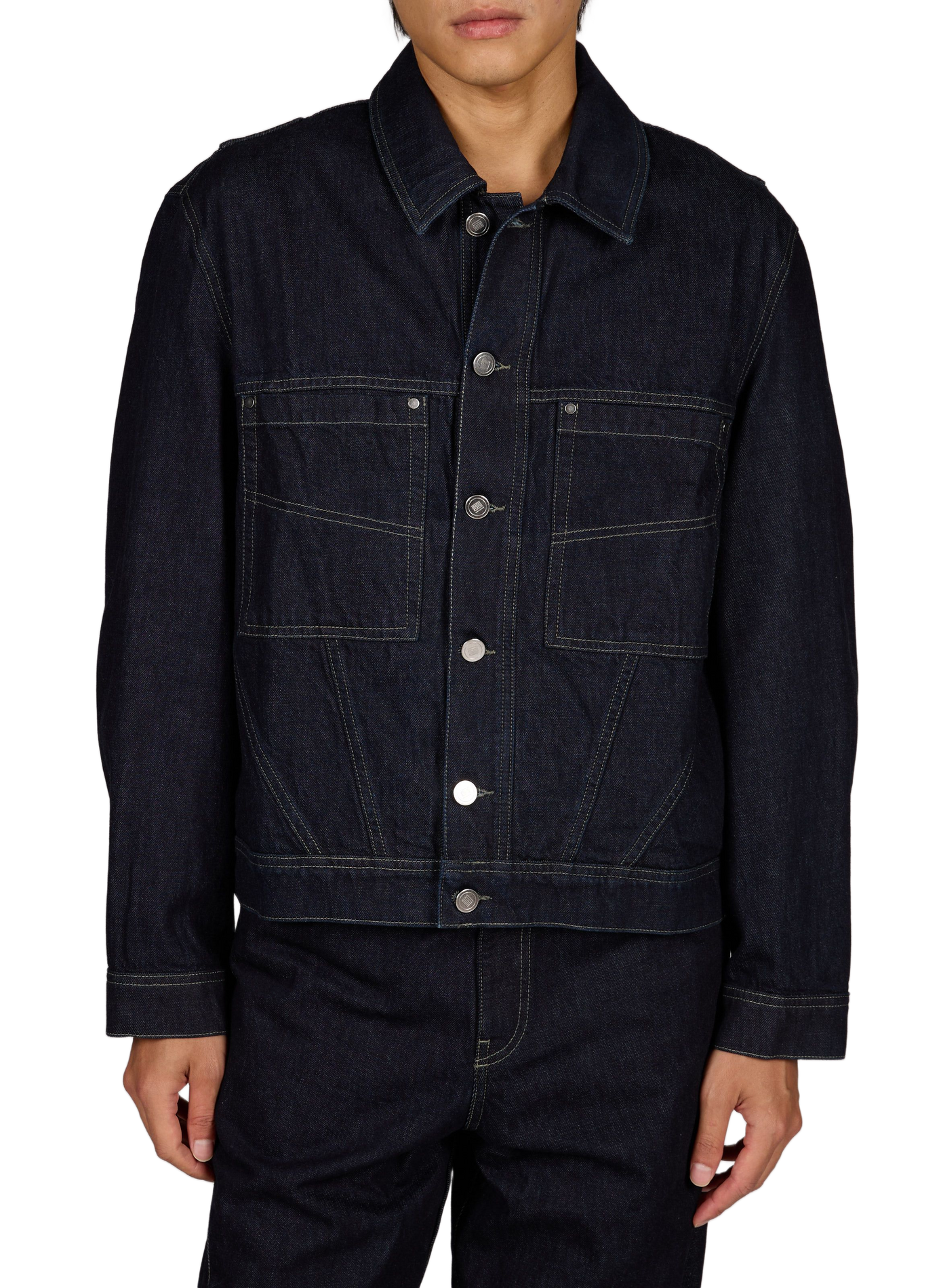 Veste denim droite col classique en coton LOUIS GABRIEL NOUCHI Bleu