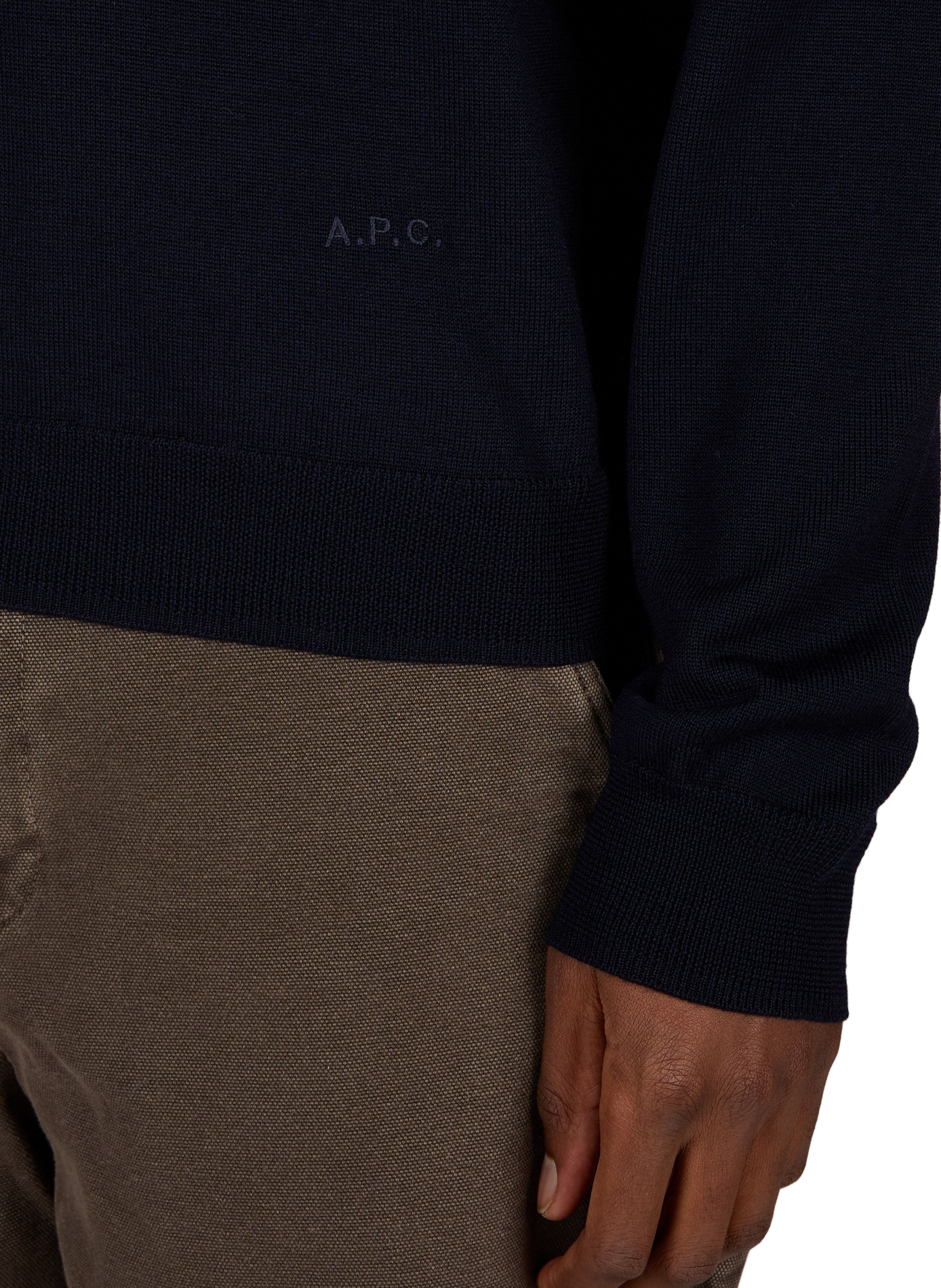 Pull col polo uni en laine A.P.C. Bleu