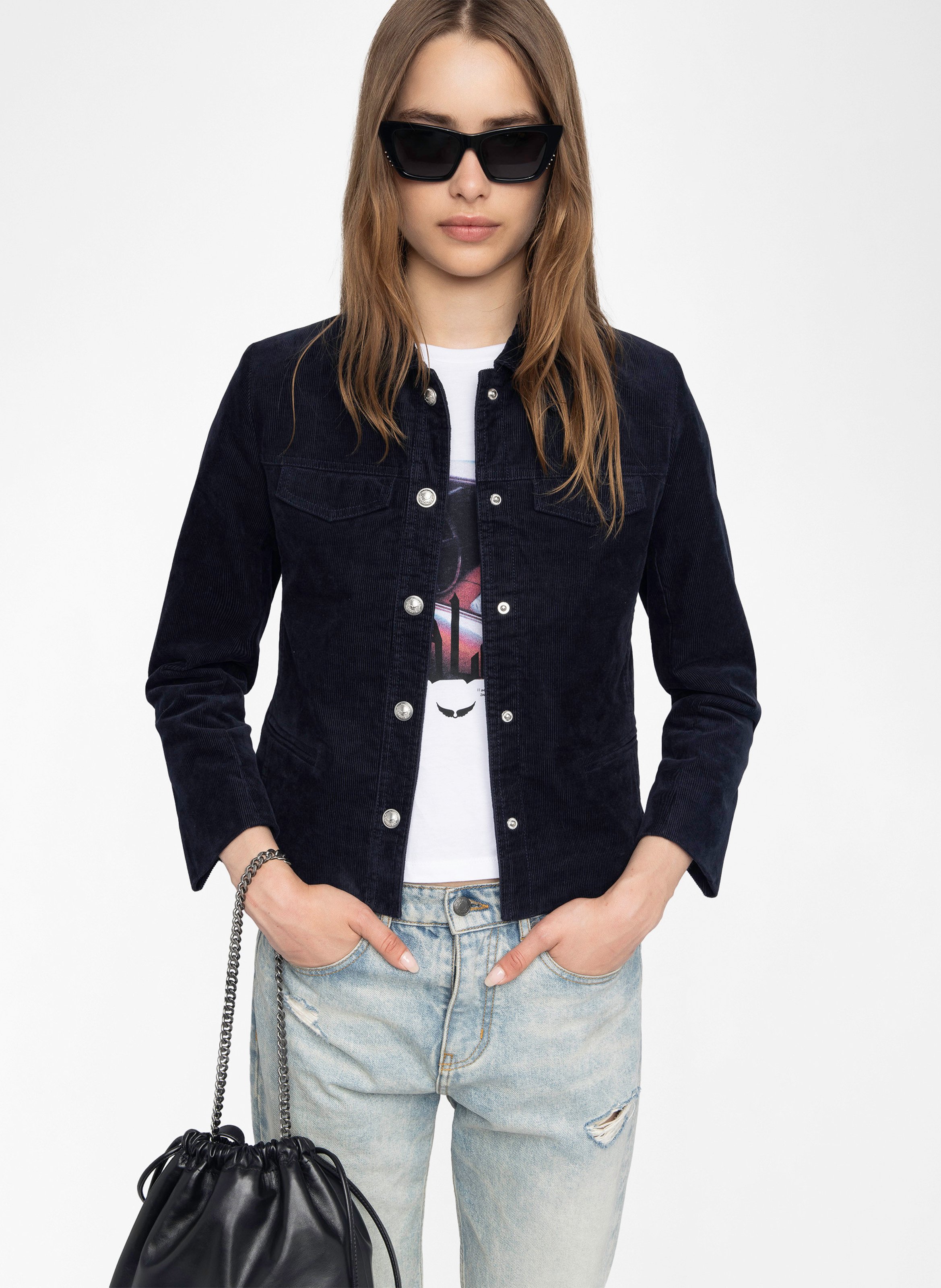 Blouson col classique en coton mélangé liam ZADIG&VOLTAIRE Bleu