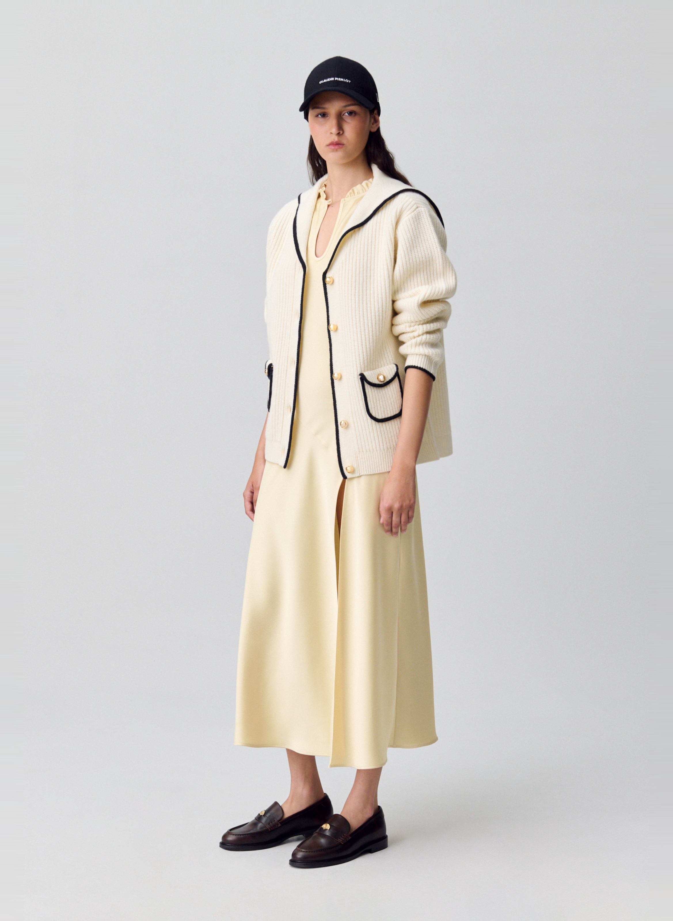 Cardigan boutonné en laine mélangée CLAUDIE PIERLOT Blanc