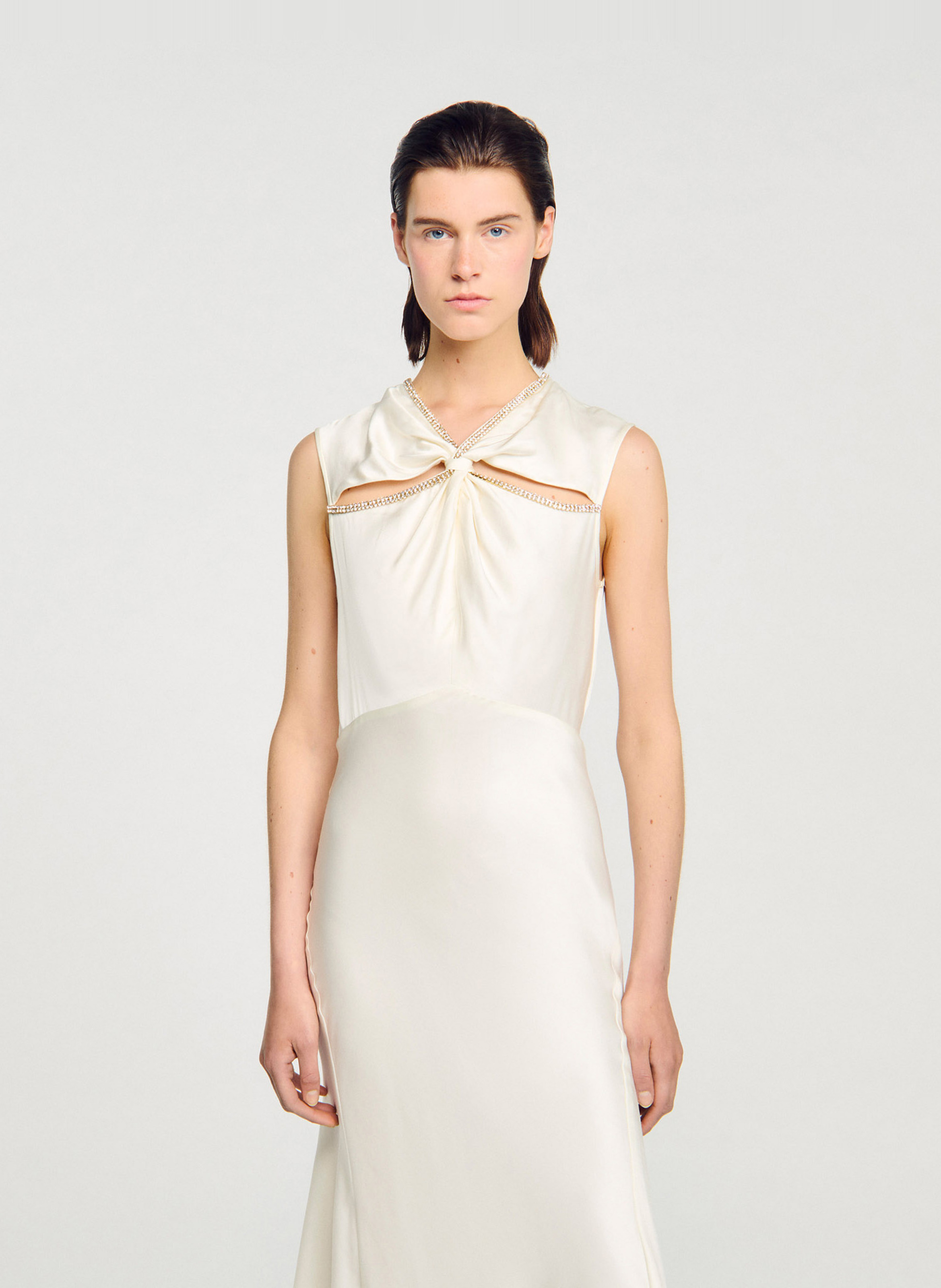 Robe longue satinée SANDRO Blanc