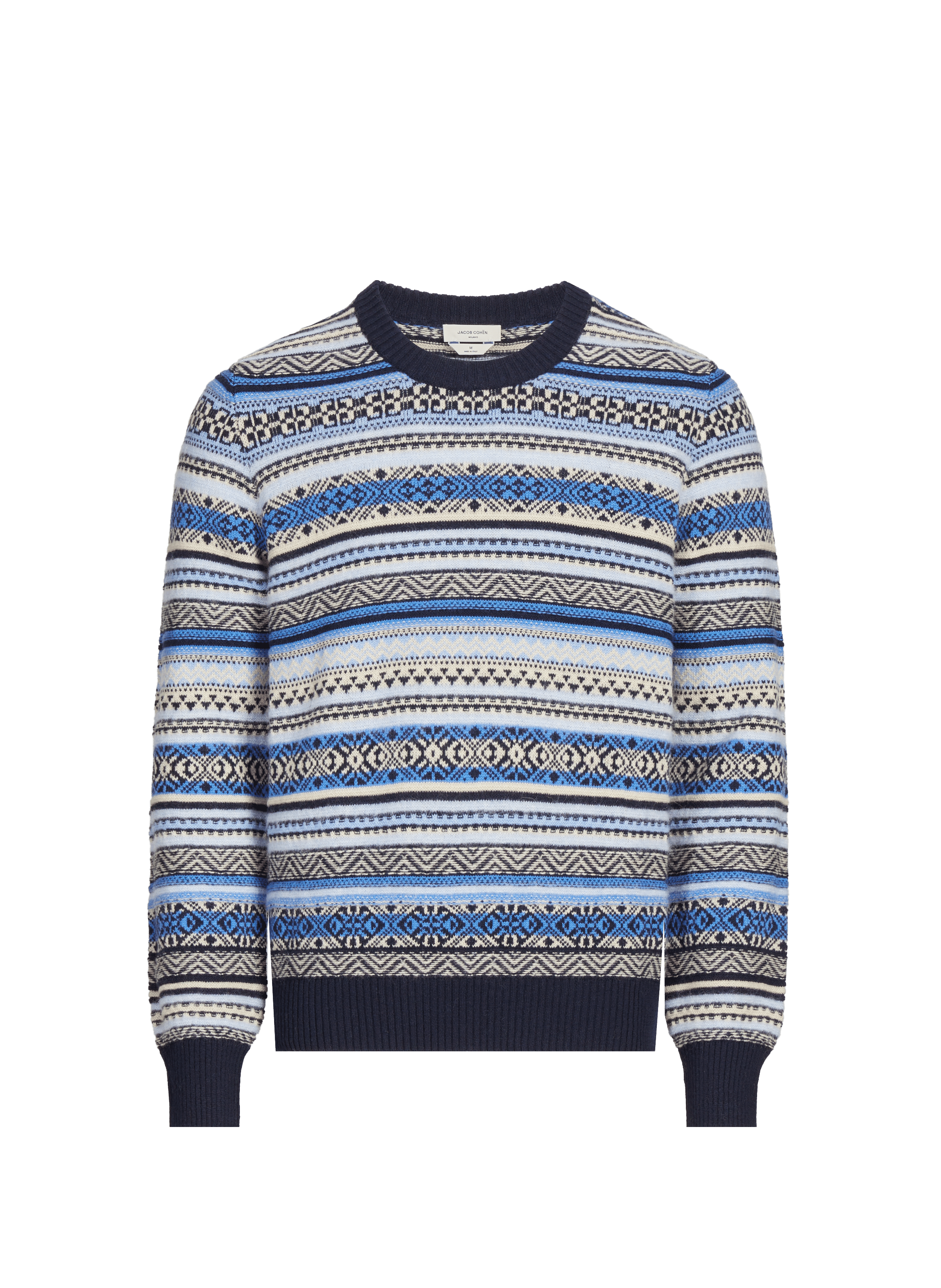 JACOB COHEN Pull à motifs en laine mélangé  Bleu