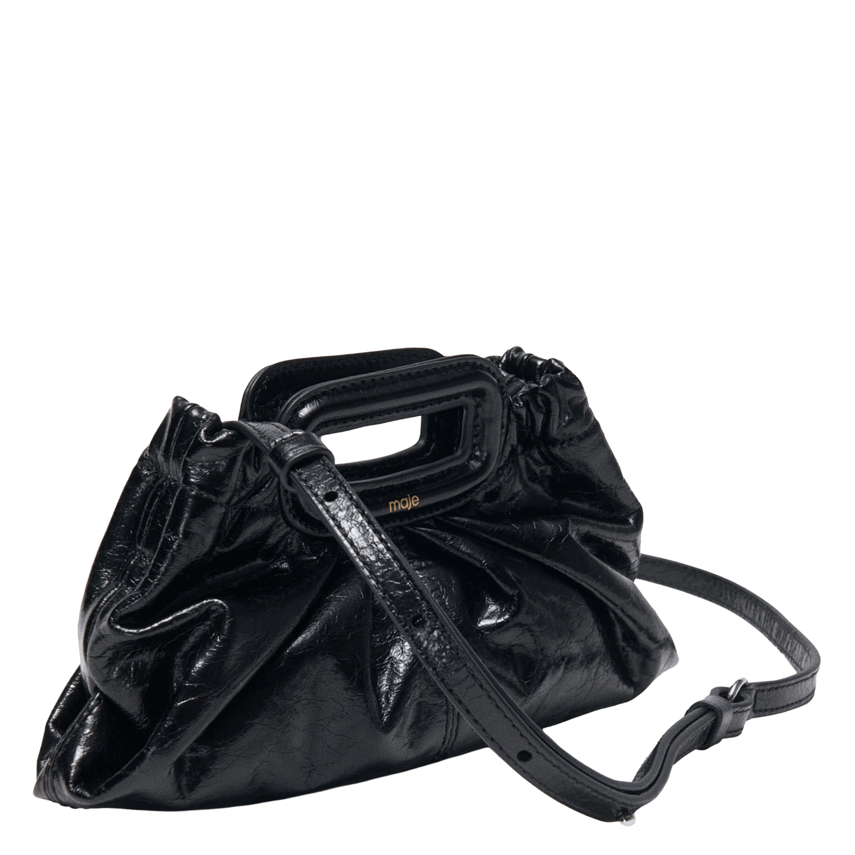 Pochette en cuir craquelé MAJE Noir