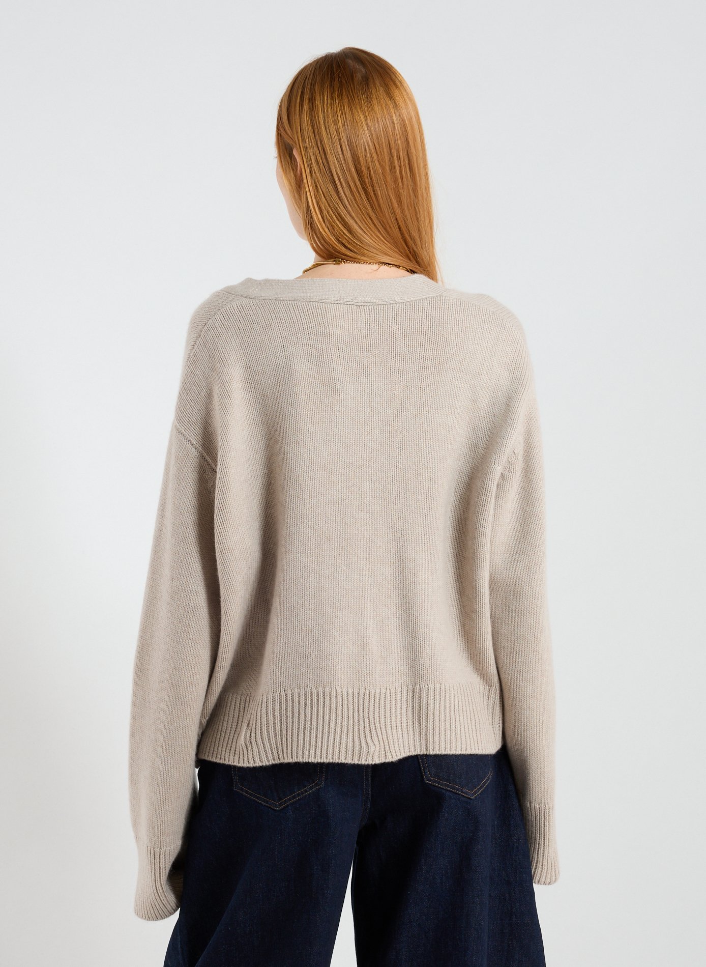 V-neck wool and cashmere Beja cardigan ALMADA Beige