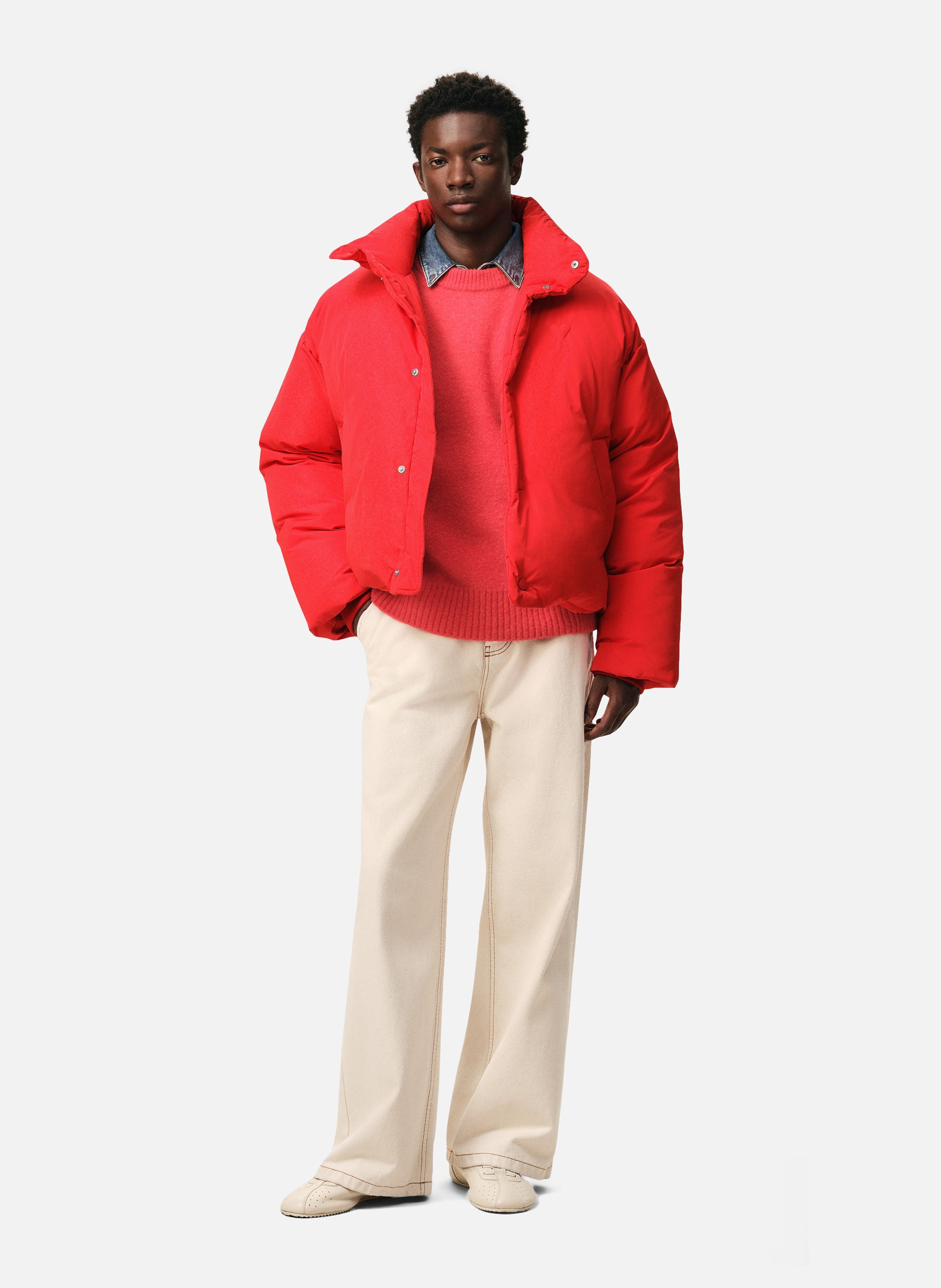 Doudoune ami de coeur en taffetas AMI PARIS Rouge