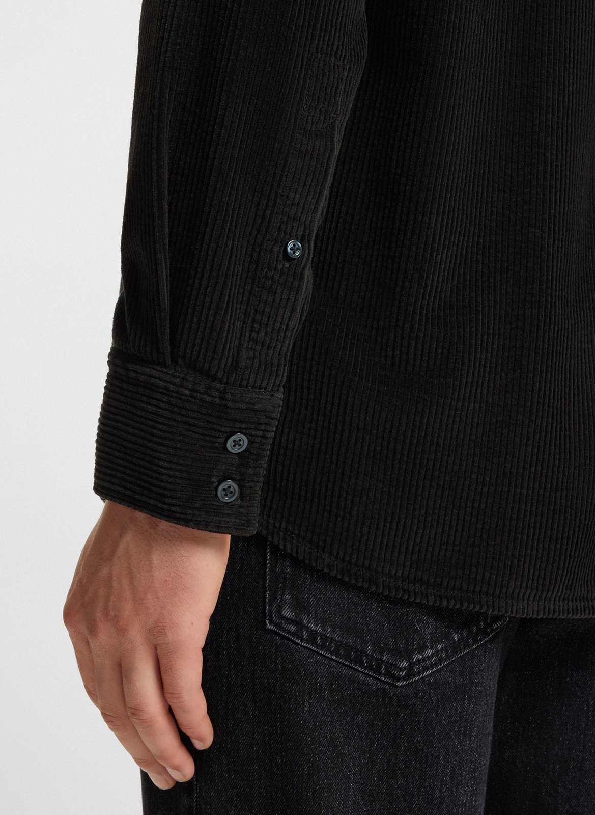 Chemise col classique en coton BOSS Noir