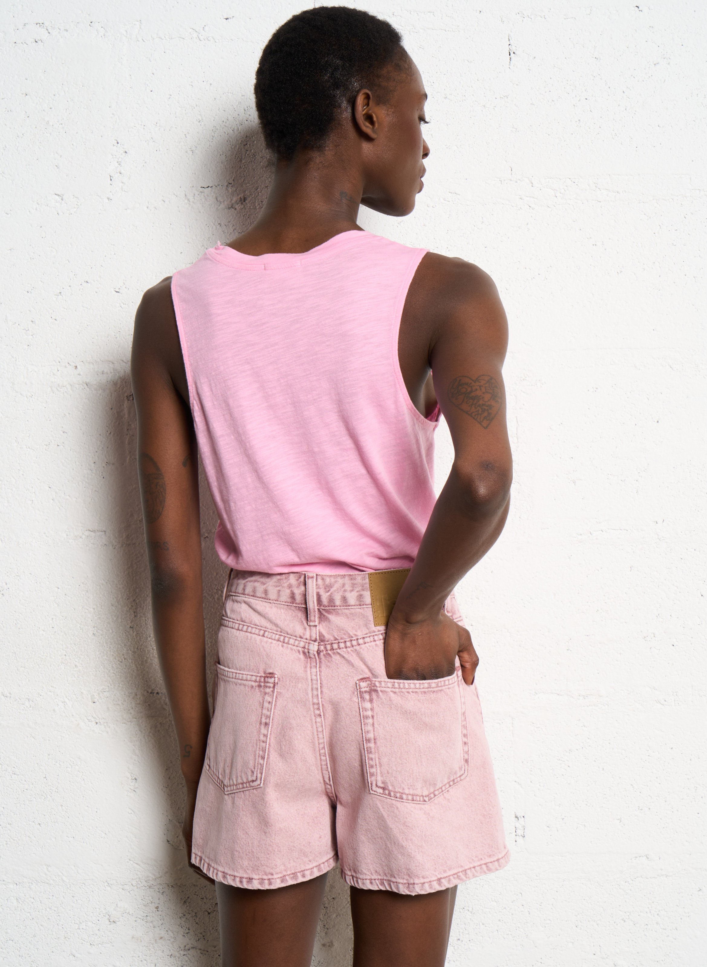 Débardeur à col rond en coton mélangé jacksonville AMERICAN VINTAGE Rose