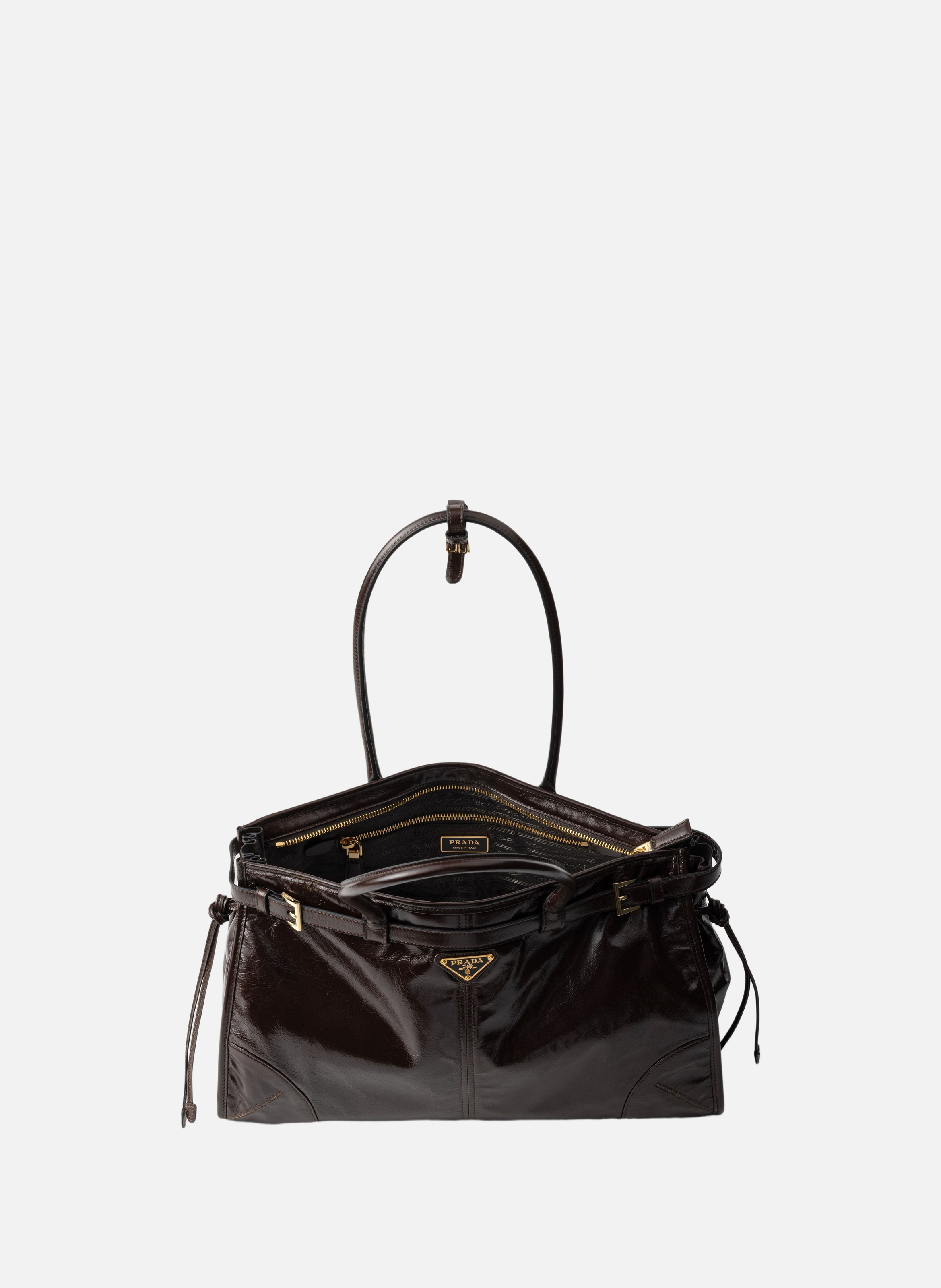 Grand sac à main prada bonnie en cuir PRADA Marron