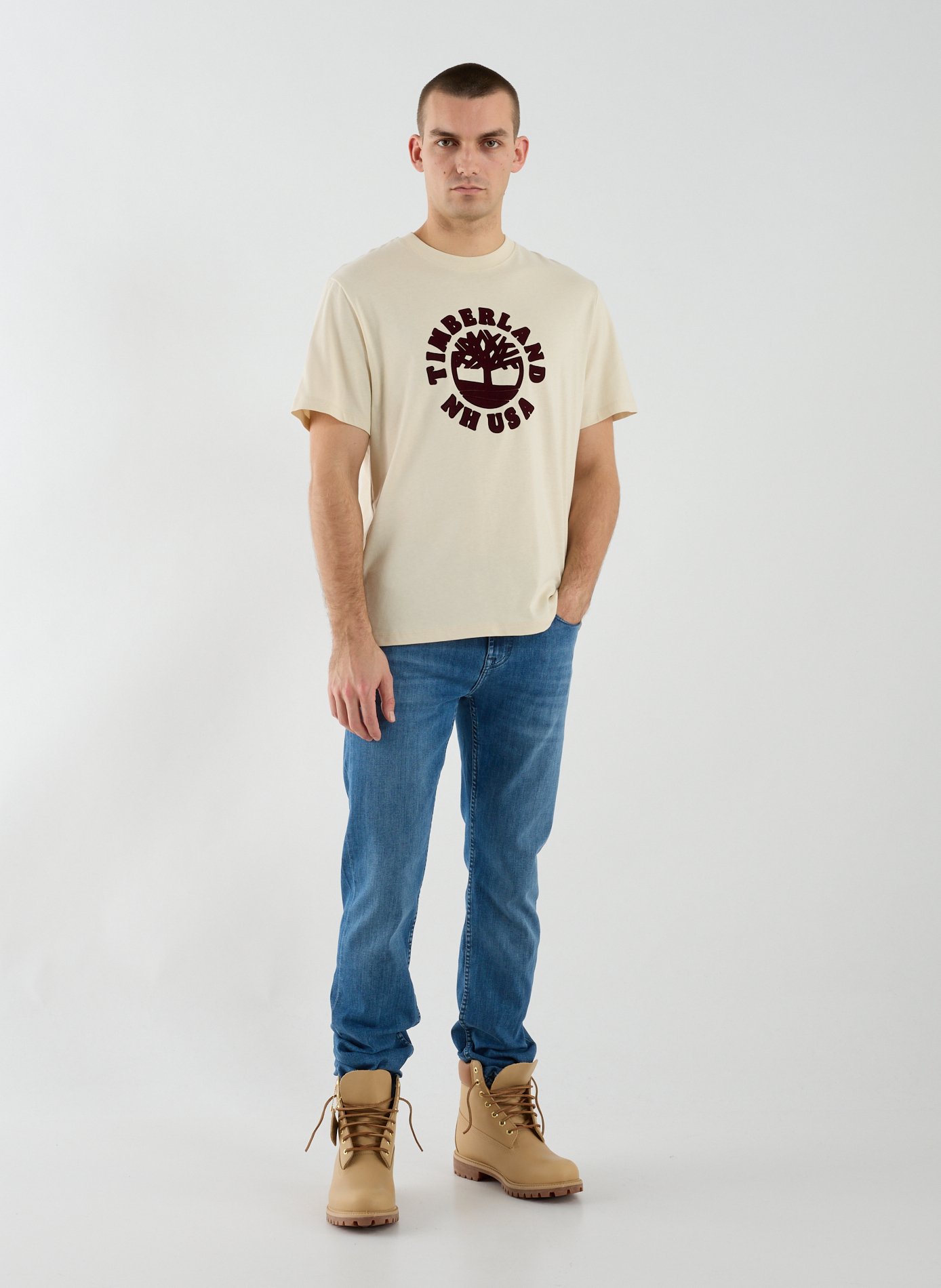 Cotton round-neck T-shirt TIMBERLAND Beige
