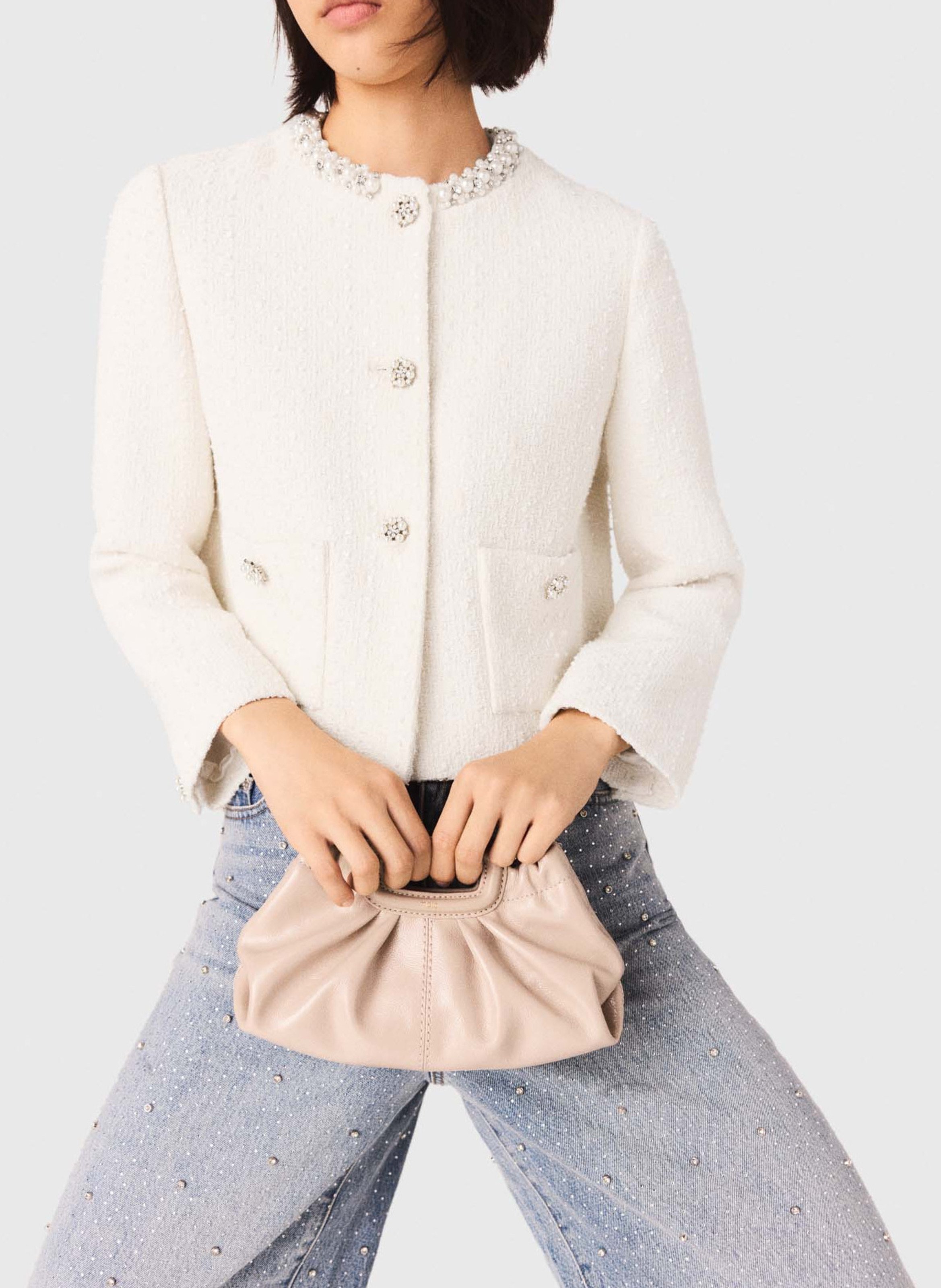 Pochette en cuir MAJE Beige