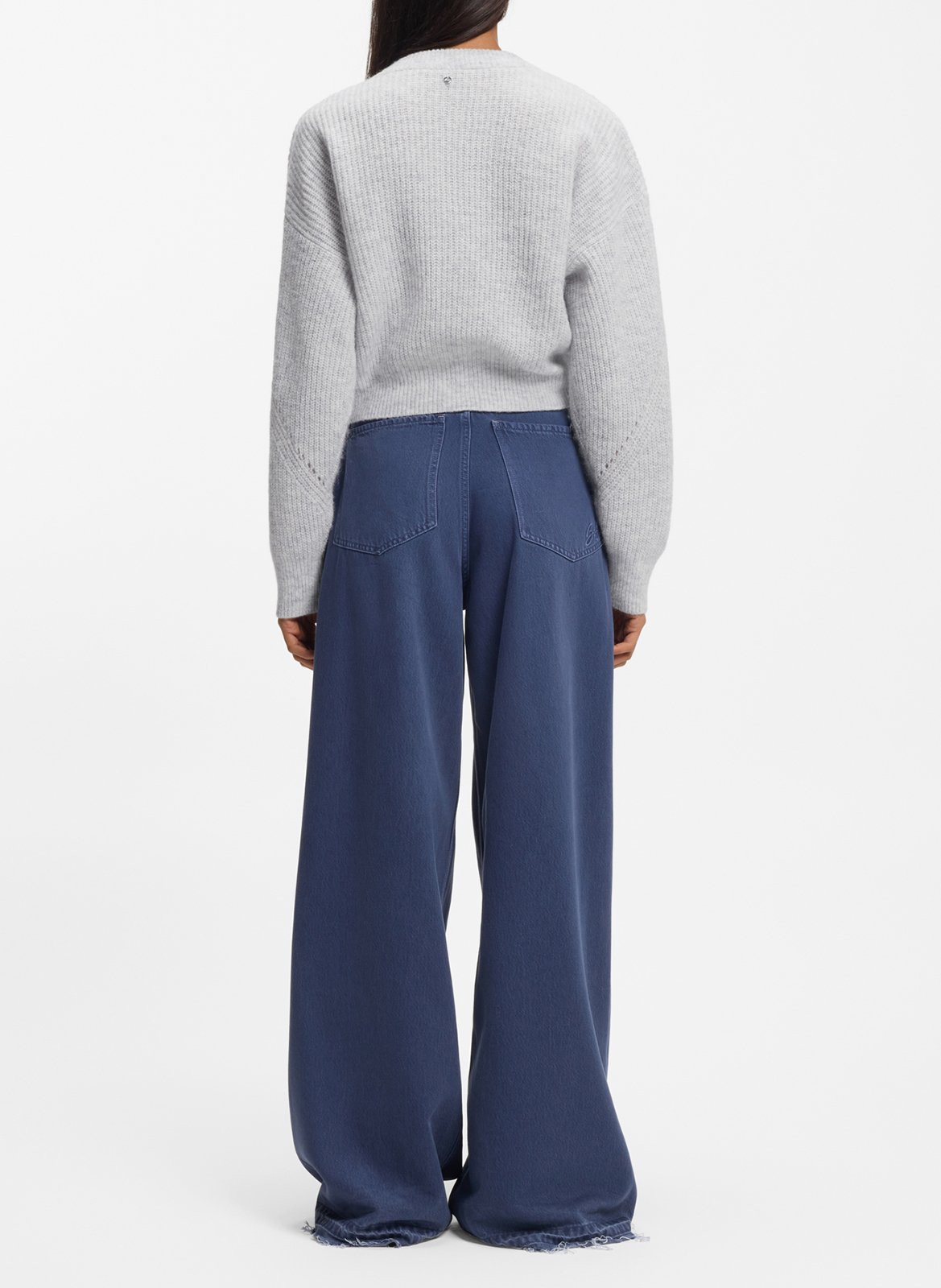 Cardigan ample boutonné en laine mélangée BOSS Argent