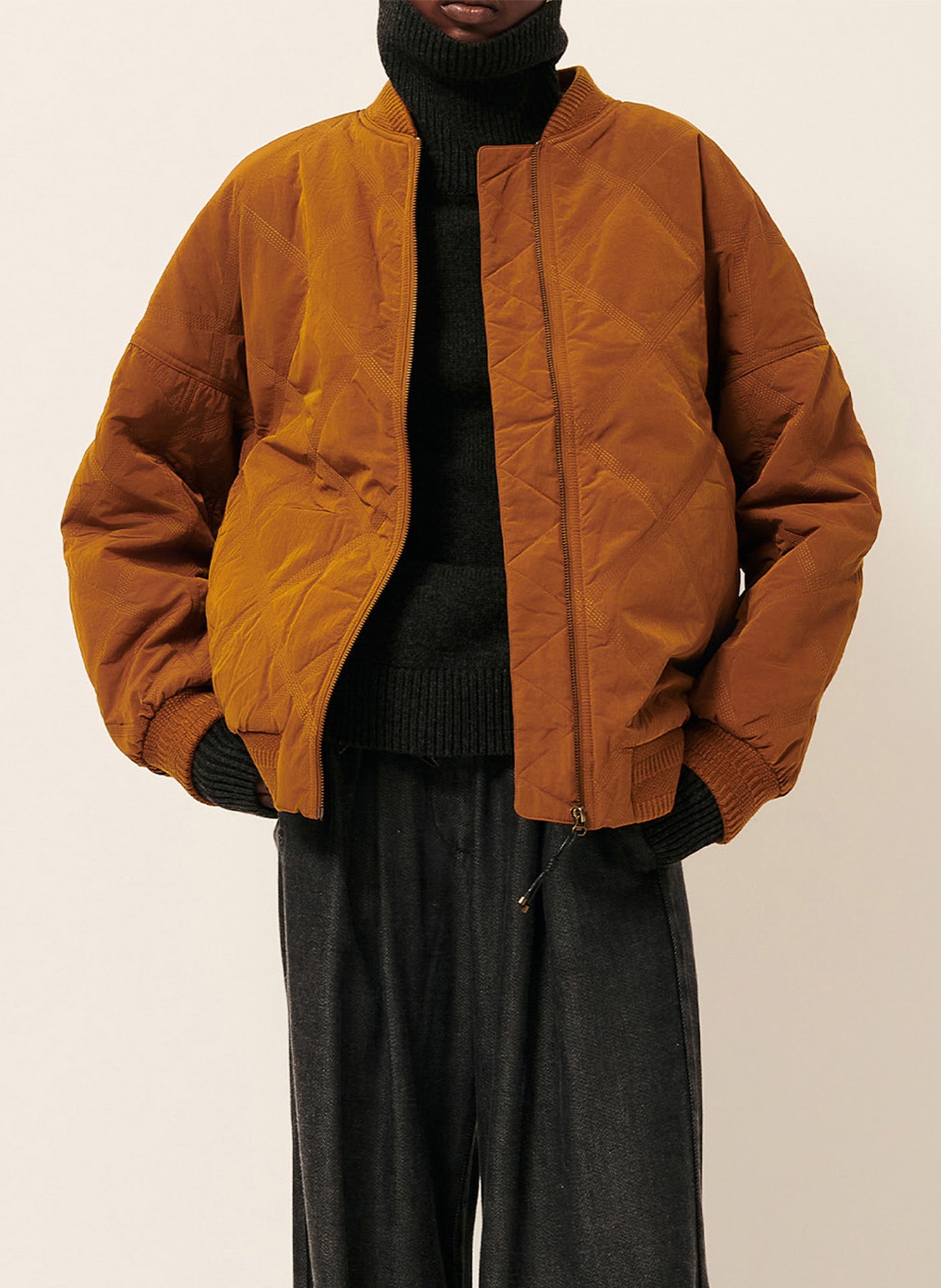 Blouson col teddy oversize matelassé coal river SESSUN Marron