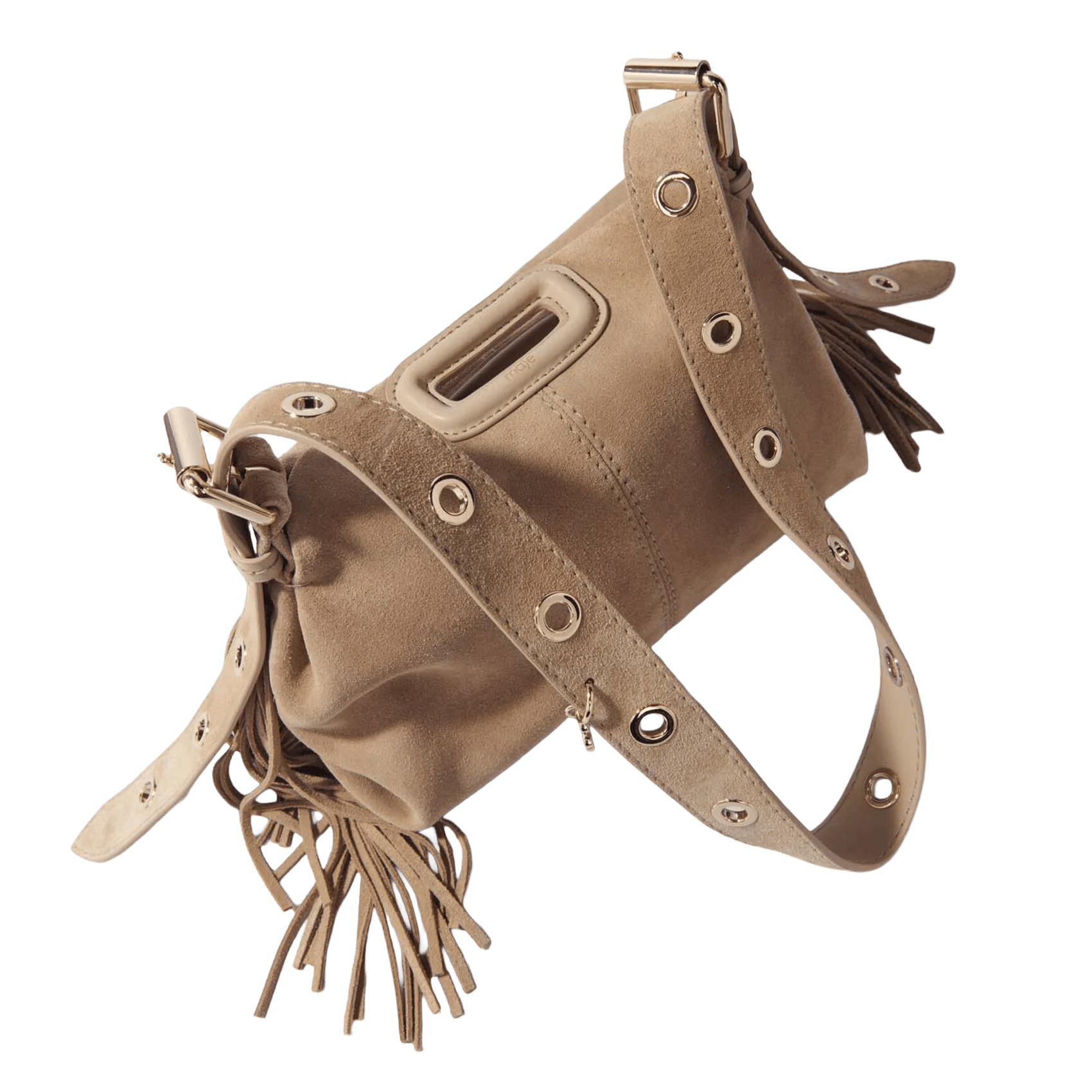 Sac bandoulière en cuir miss m mini MAJE Marron