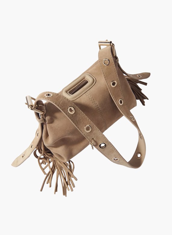 Missnine Sac à Bandoulière Femme Petit Sac à Main Hobo En Cuir Végétalien - Marron+Blanc