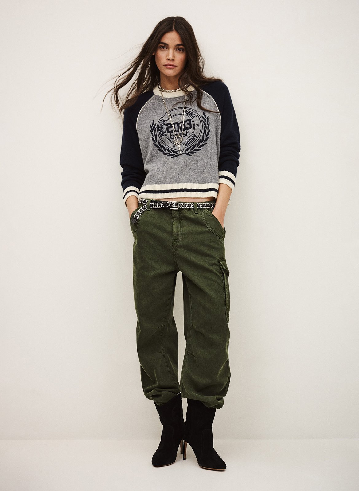 Pull droit col rond en cachemire collette BA&SH Bleu