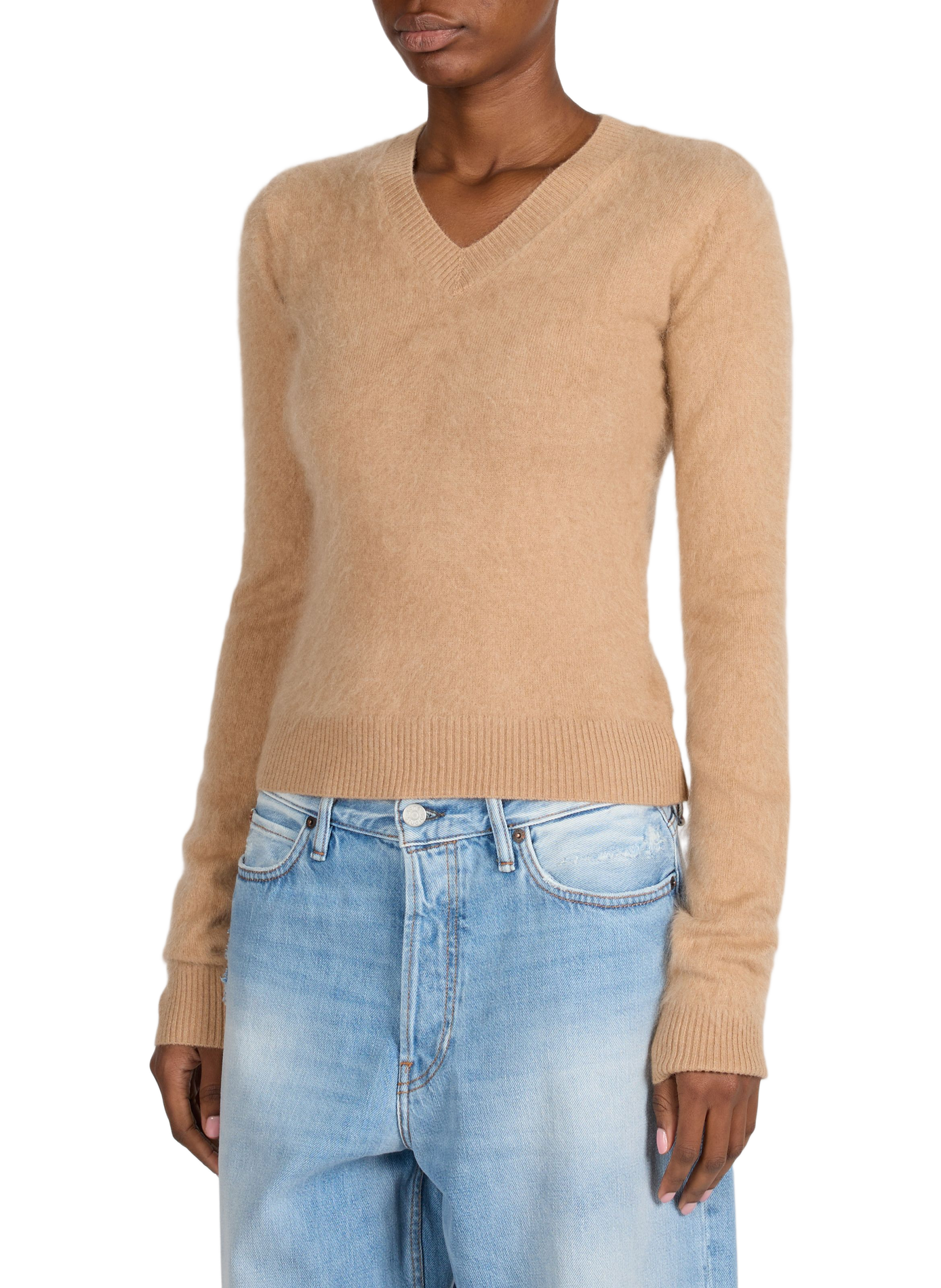 Pull col V en cachemire ACNE STUDIOS Marron